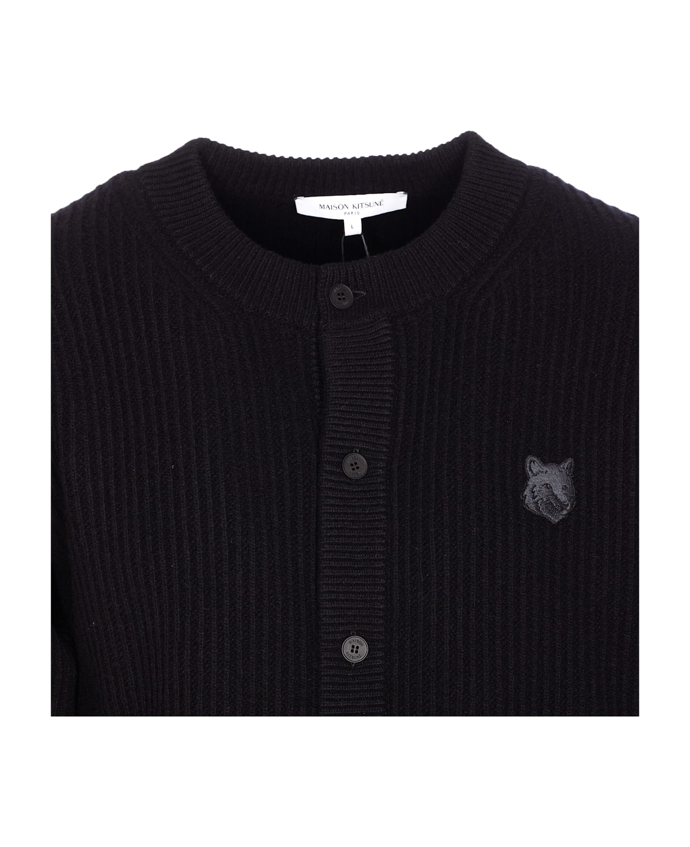 Maison Kitsuné Fox Head Cardigan - Black