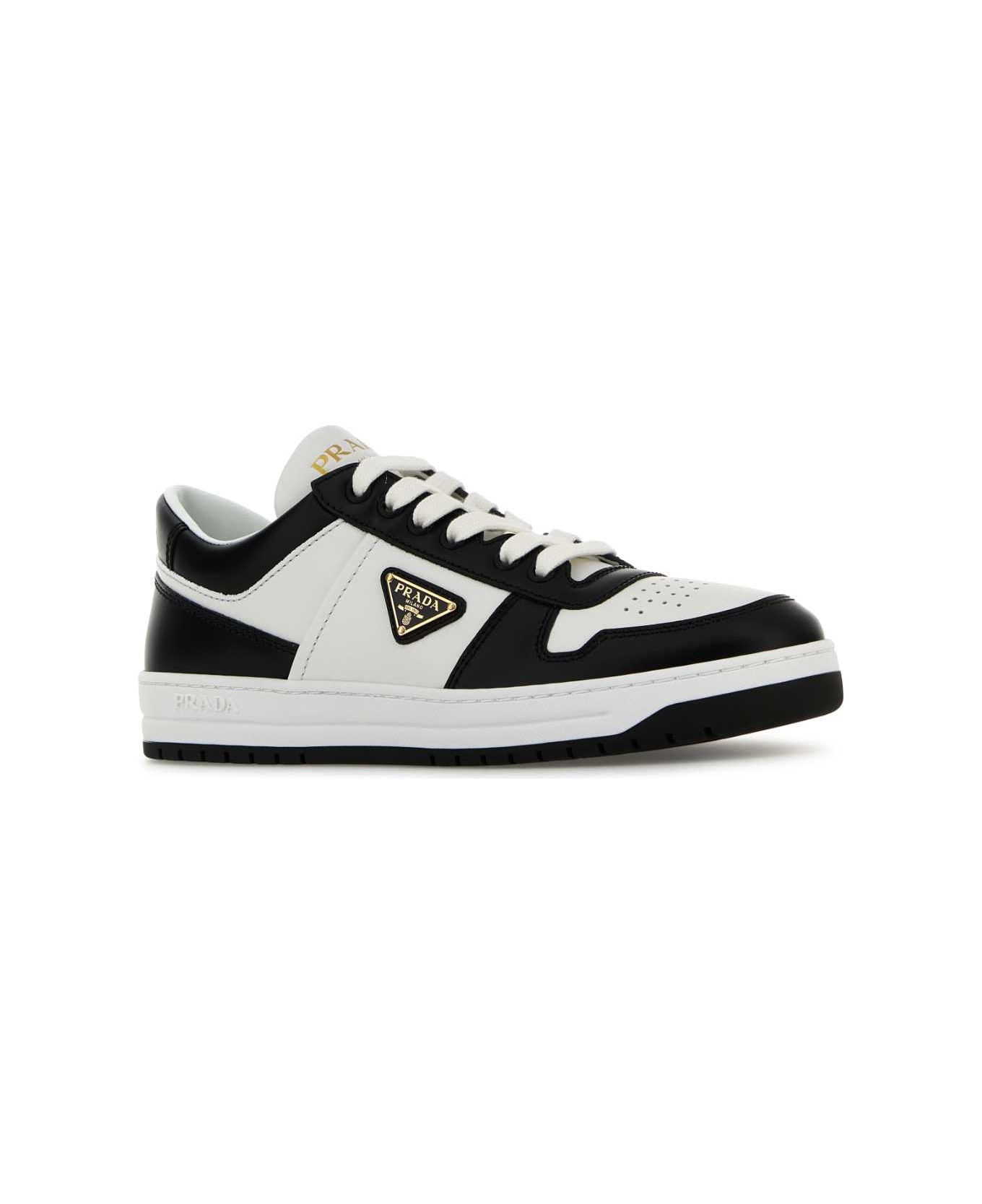 Prada Two-tone Leather Downtown Sneakers - BIANCO+NERO