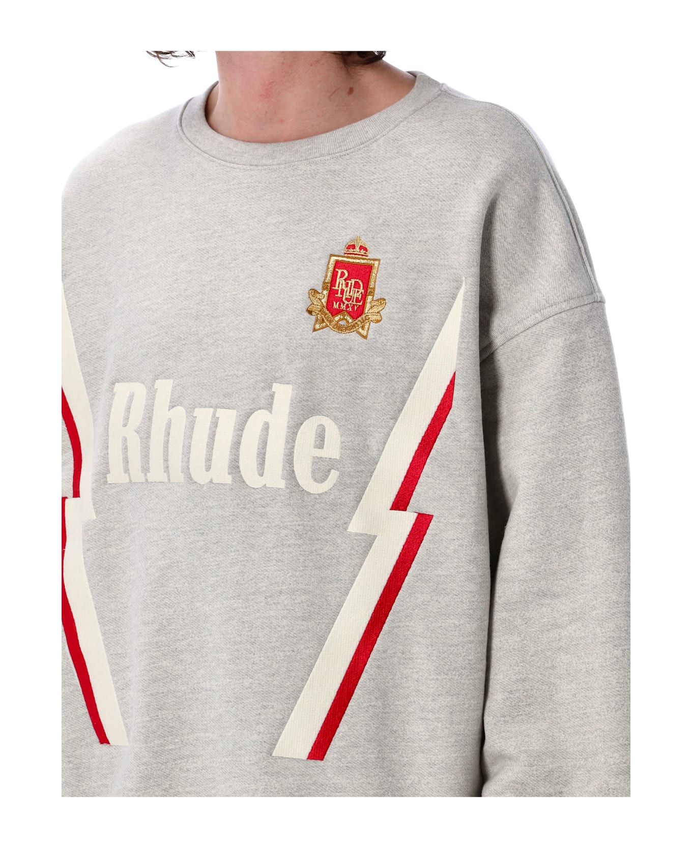 Rhude Lightning Crewneck - HEATHER GREY