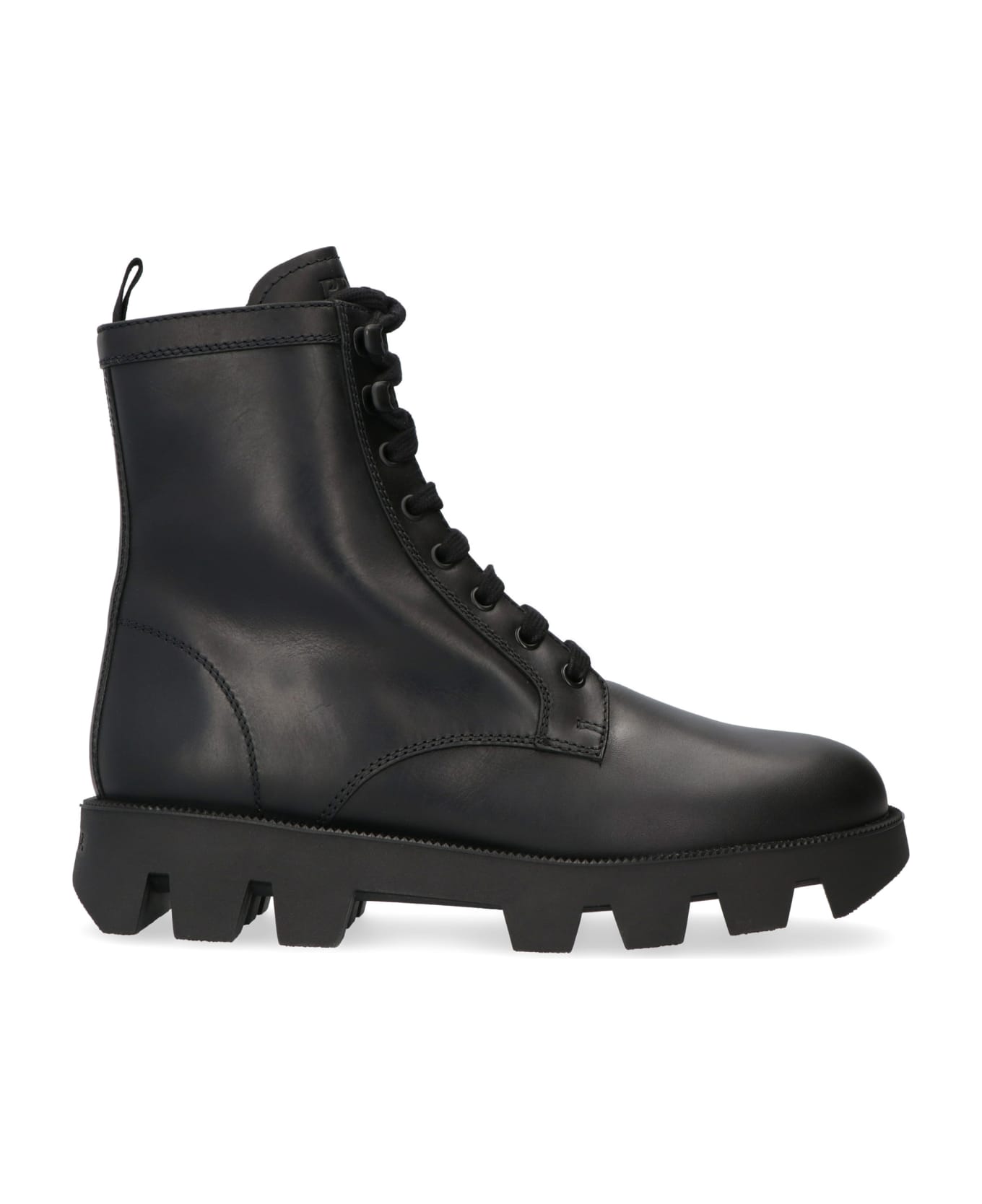 Prada Leather Combat Boots - black