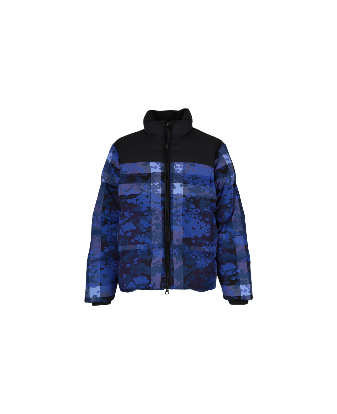 Burberry Wool Down Jacket With Camouflage Pattern - Blue