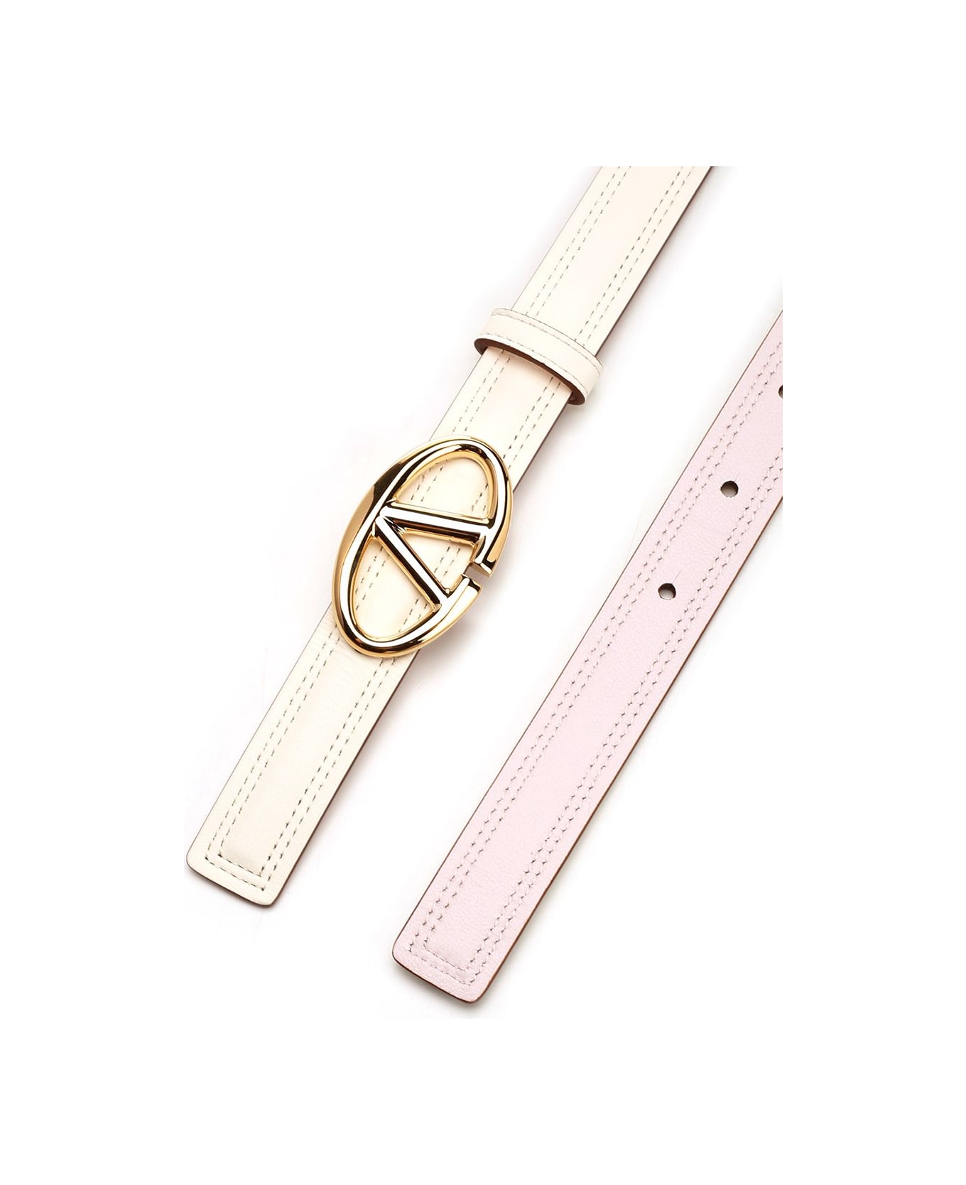 Valentino Garavani 'v Logo' Reversible Belt - White