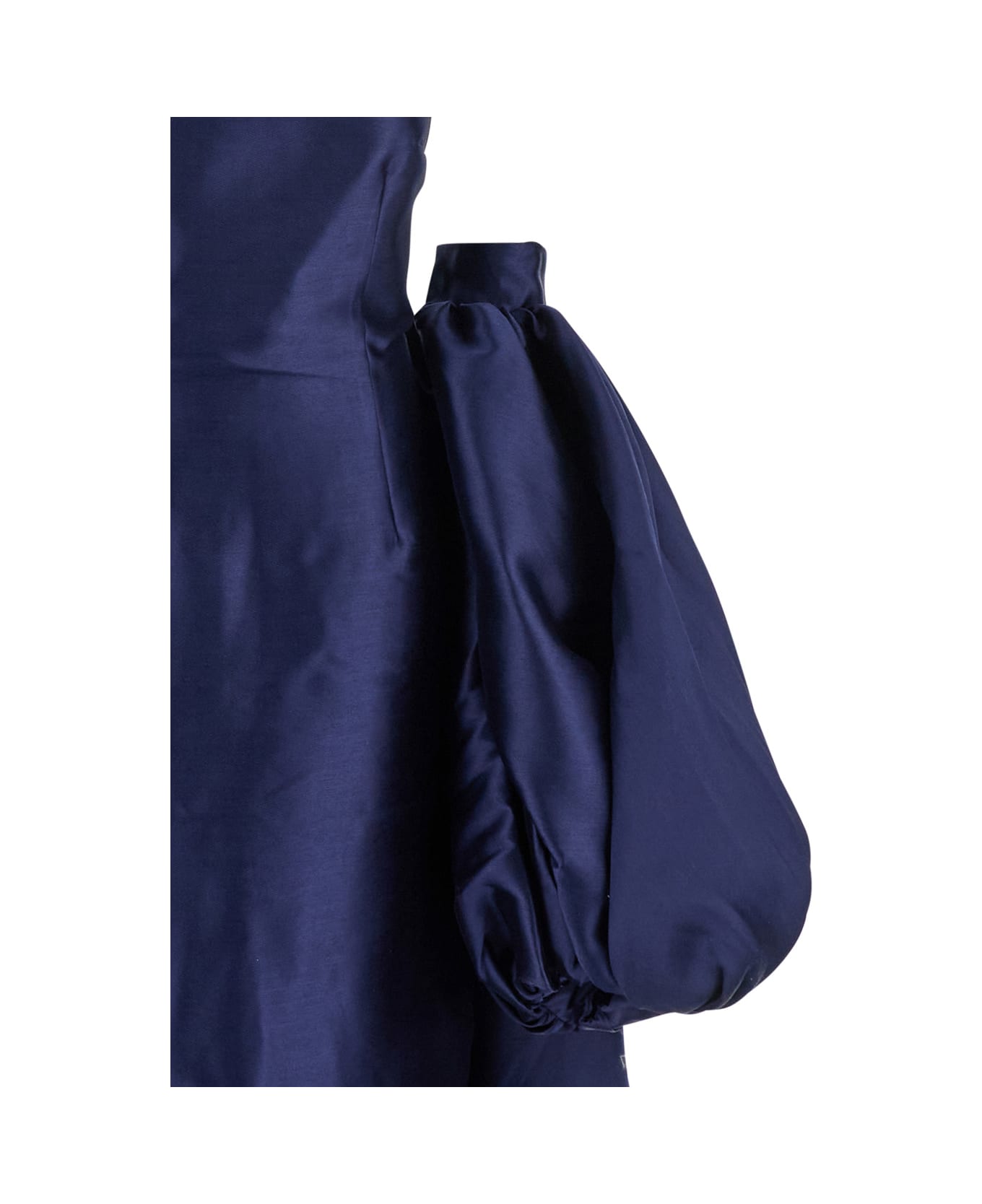 Solace London Lea Blue Long Dress With Rear Cape Insert And Train - Blu