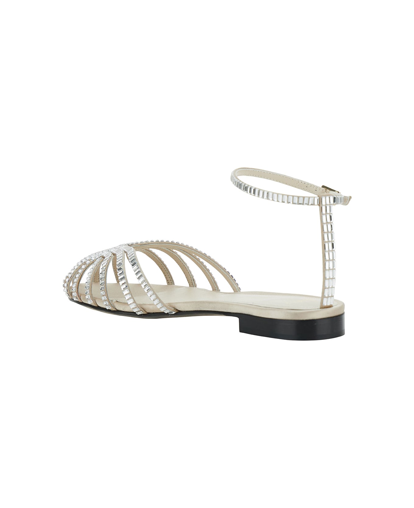 Alevì 'rebecca' White Sandals With Crystals In Viscose And Silk Woman - Metallic サンダル