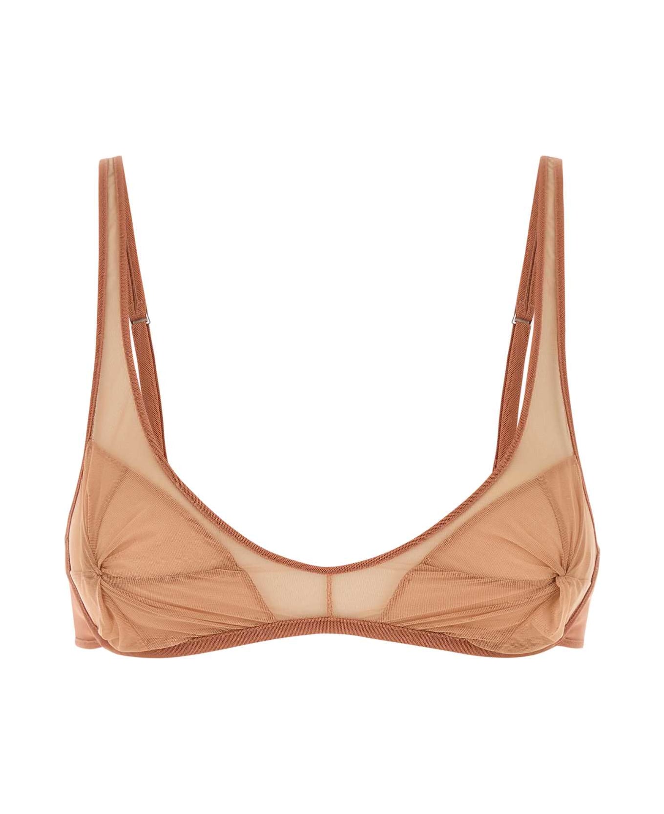 The Attico Peach Stretch Tulle Bra - PEACH