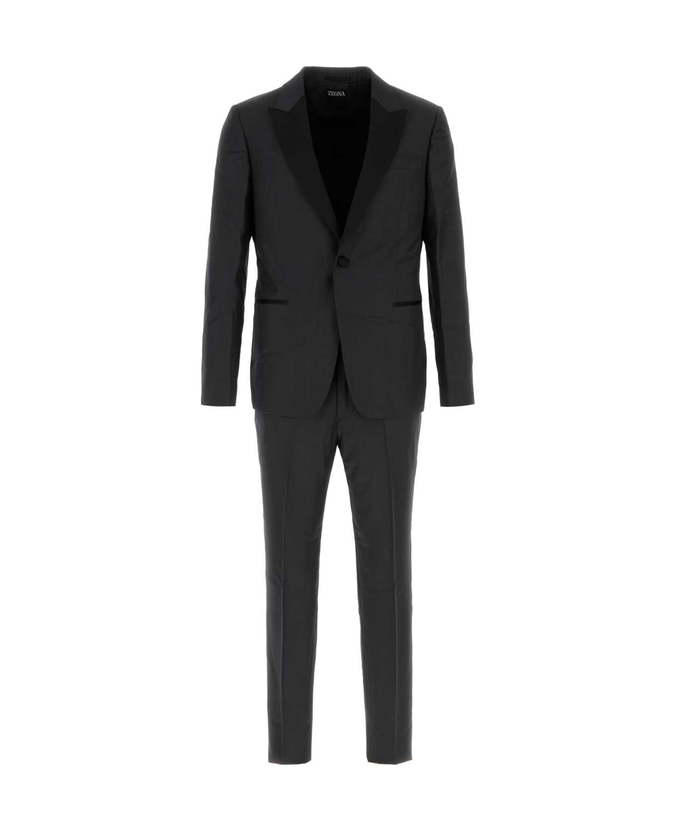 Zegna Dark Grey Wool Blend Suit - 8R