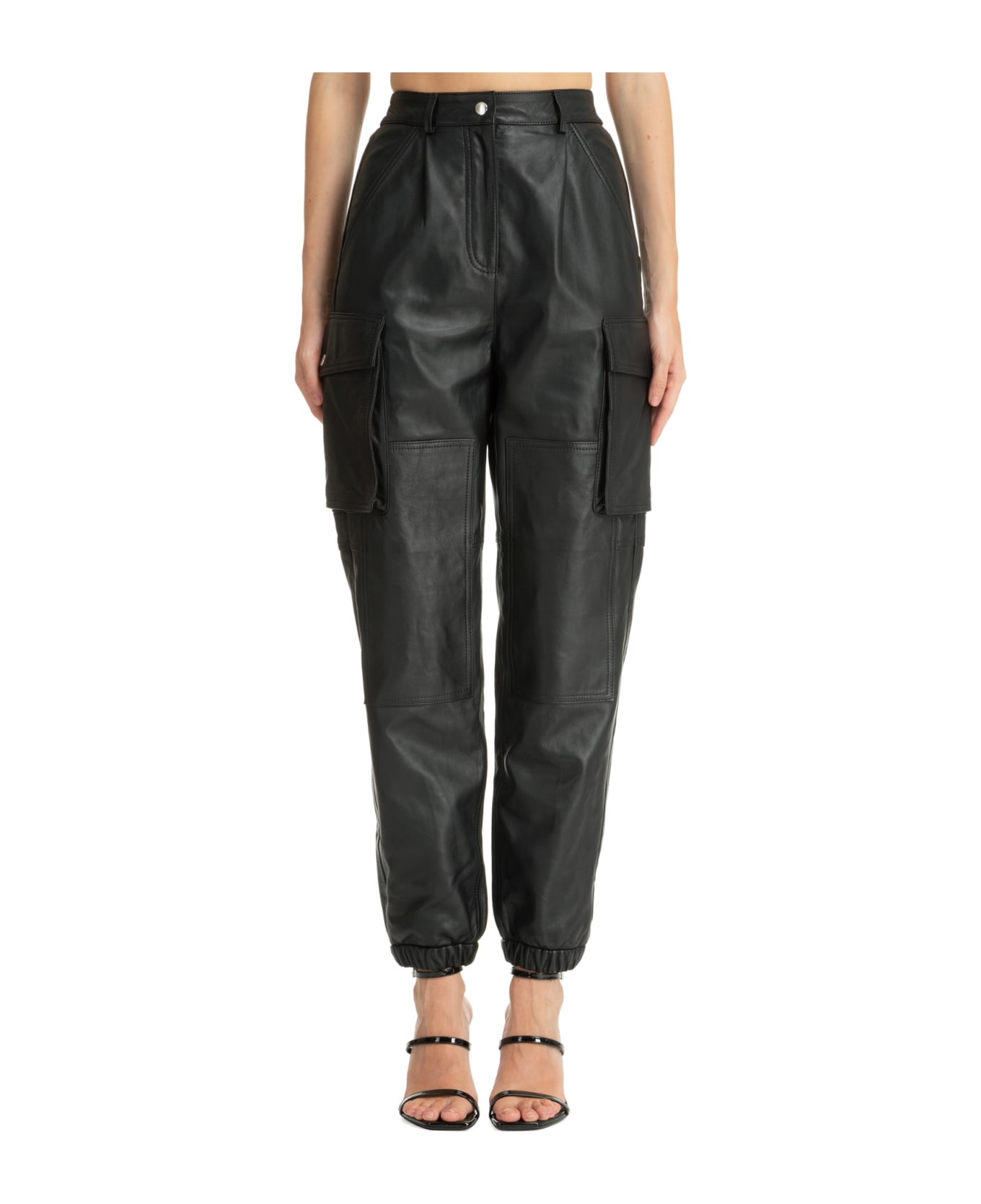 M05CH1N0 Jeans Leather Trousers - Nero