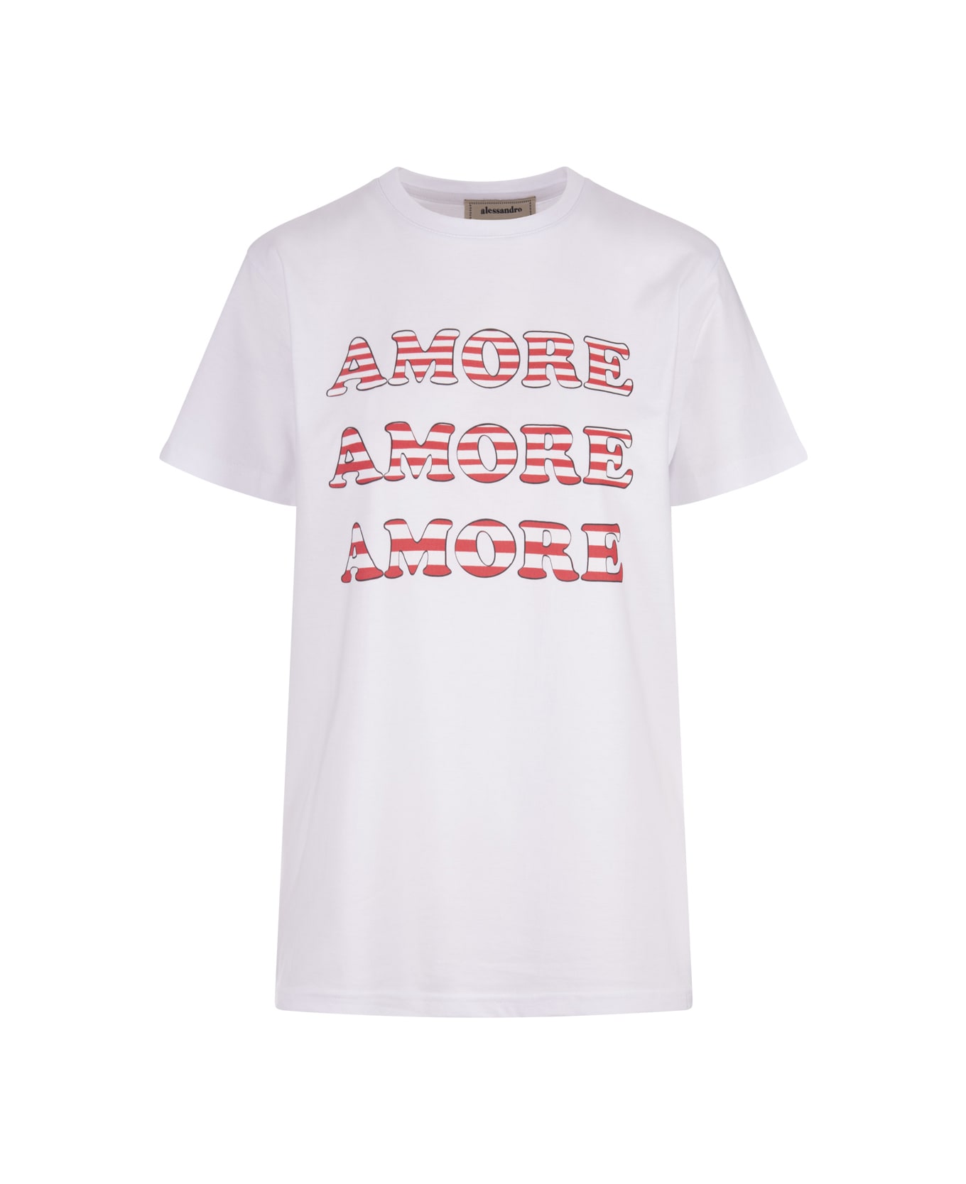 Alessandro Enriquez White T-shirt With Red Amore Print - White
