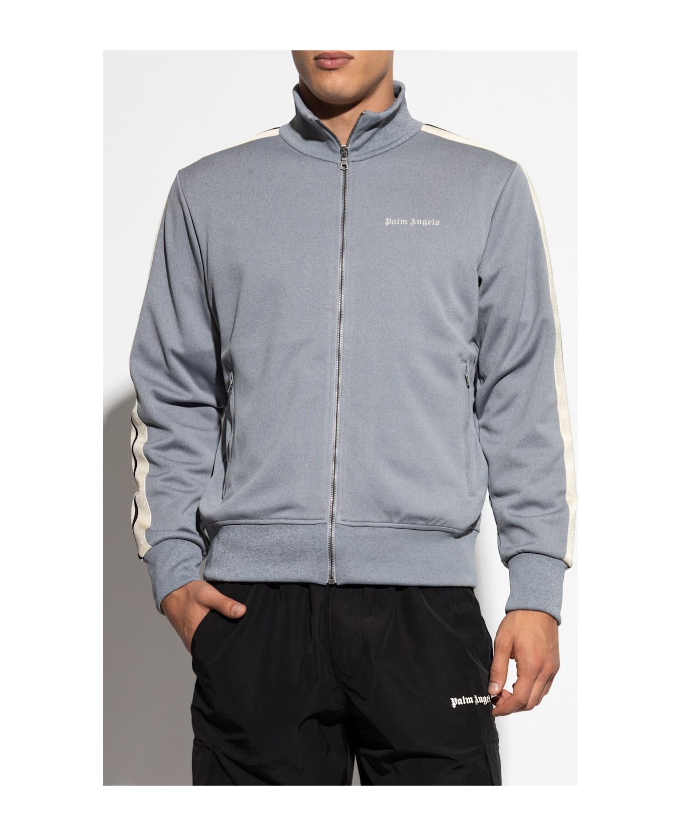 Palm Angels Sweatshirt With Stand-up Collar - Gray