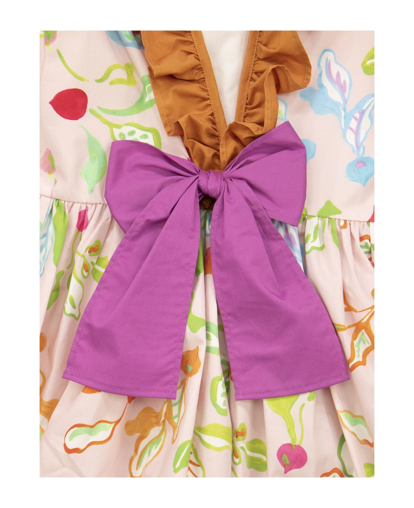 Il Gufo Sleeveless Dress With Print And Ruffles - Pink/orange