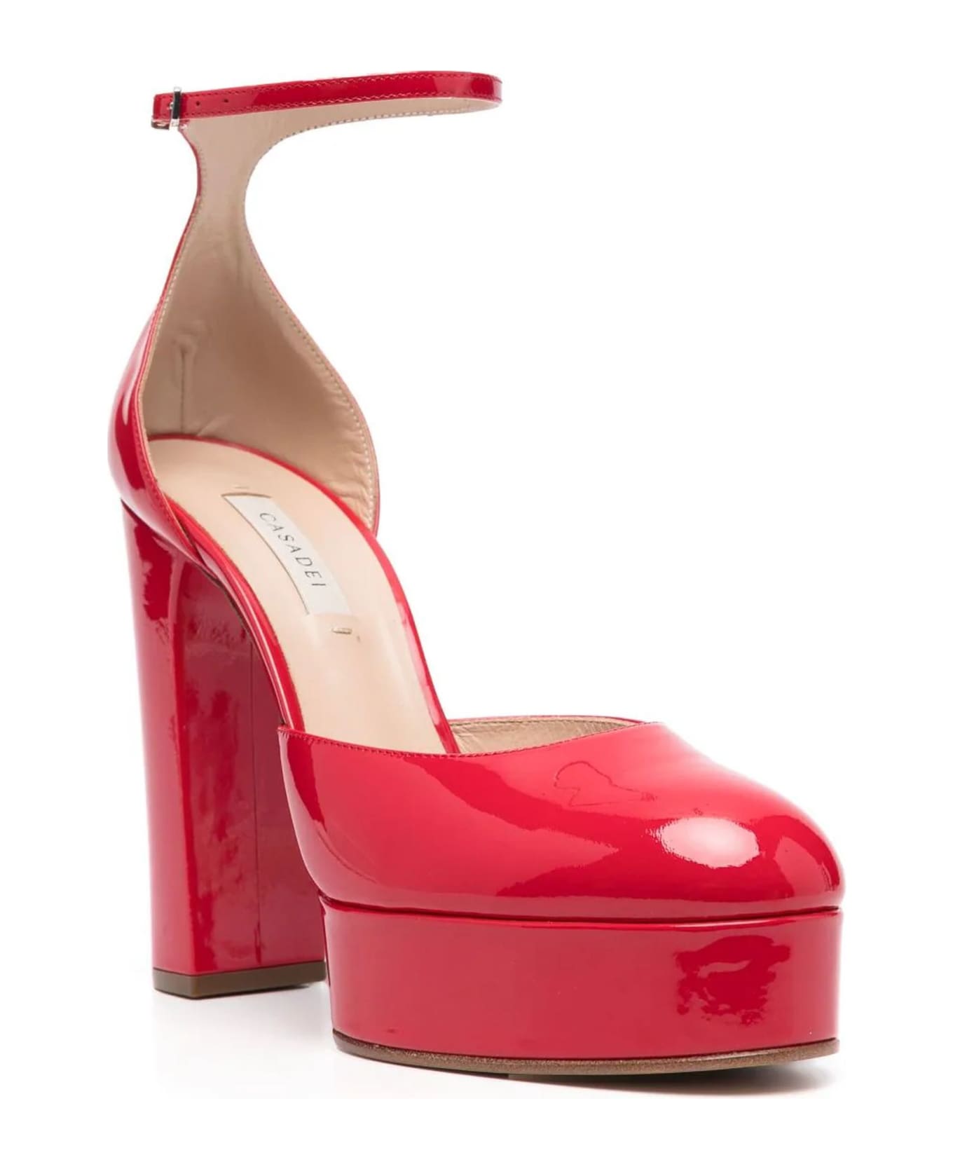 Casadei Red Calf Leather Platform Pumps - Red ハイヒール