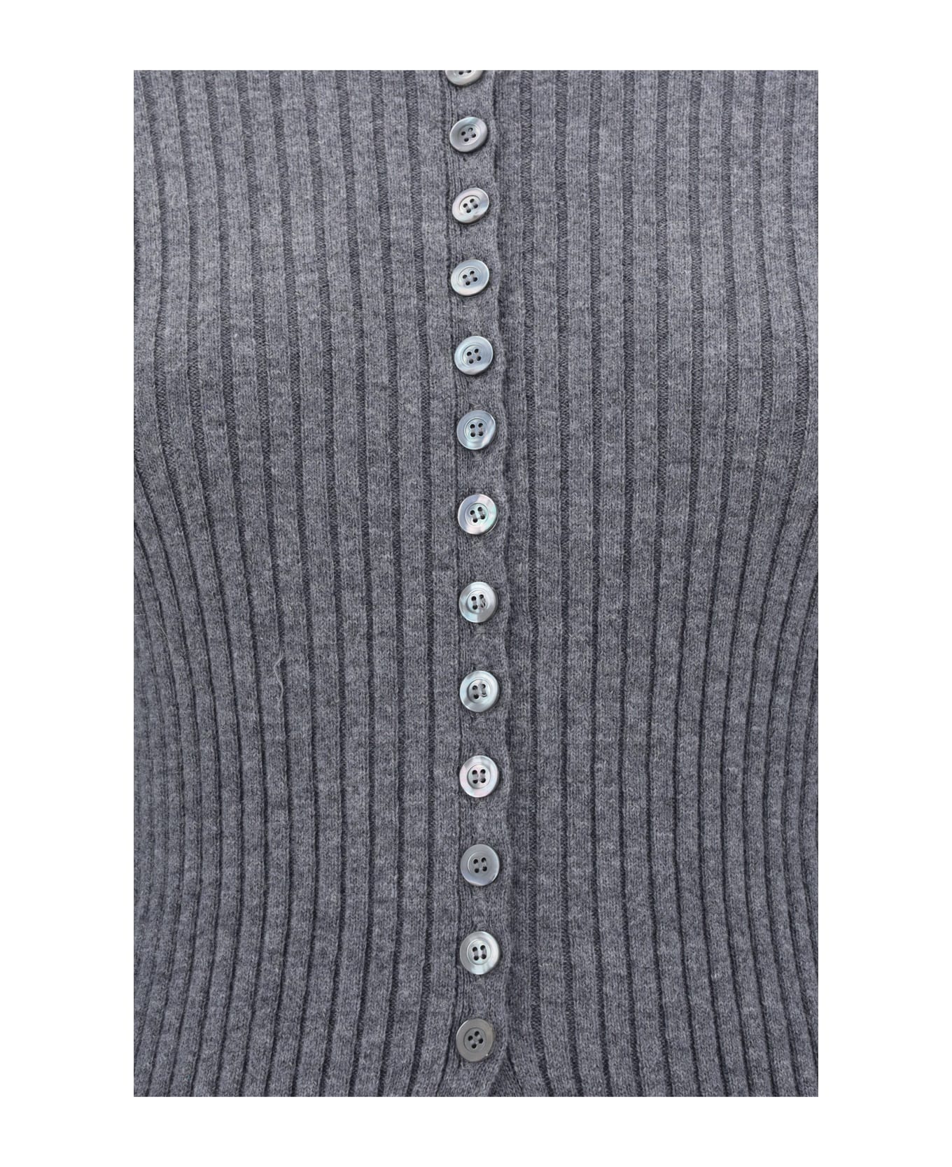 Róhe Cardigan - Mid Grey Melange