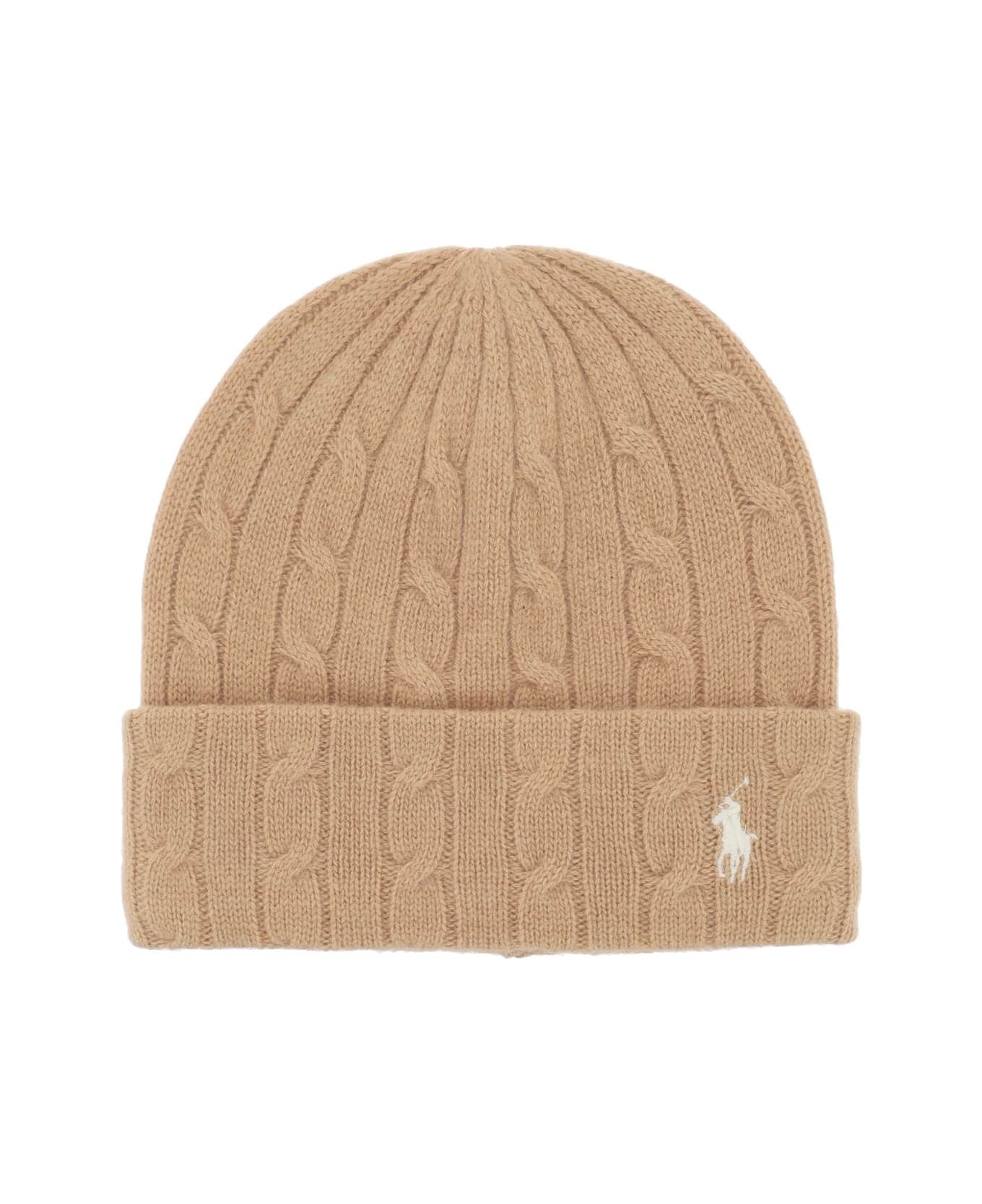 Polo Ralph Lauren Cable-knit Cashmere And Wool Beanie Hat - CAMEL (Beige)