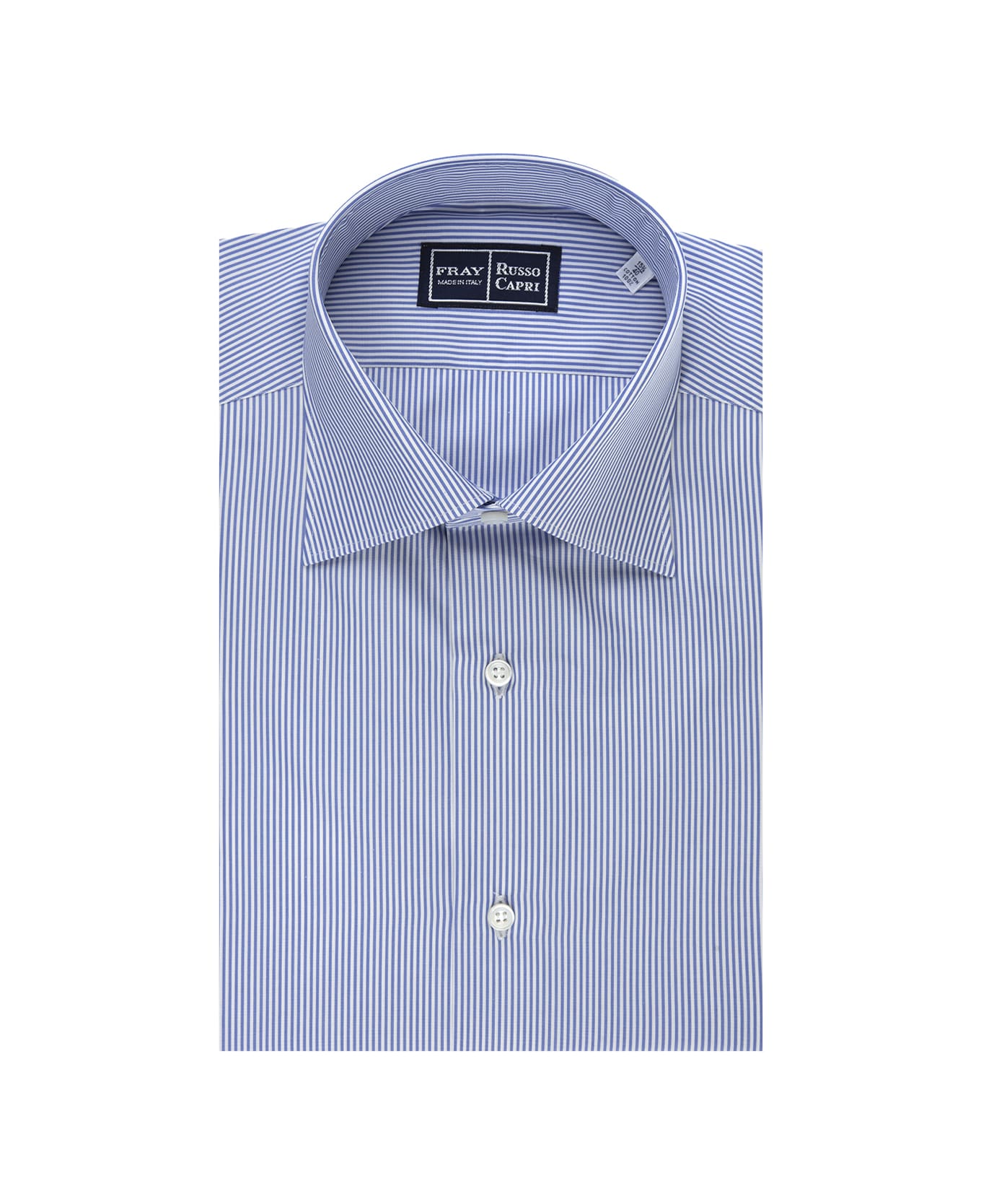 Fray Regular Fit Shirt With Light Blue And White Stripes - Blue