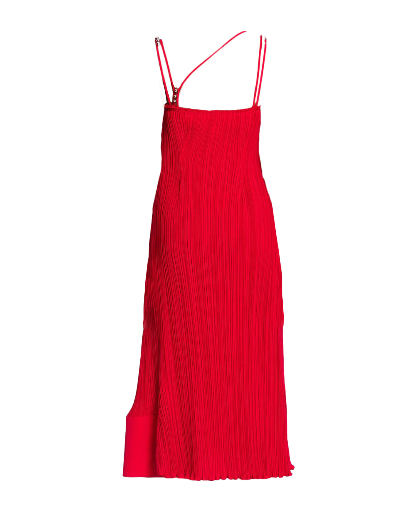 Lanvin Long Pleated Strapped Dress - Red