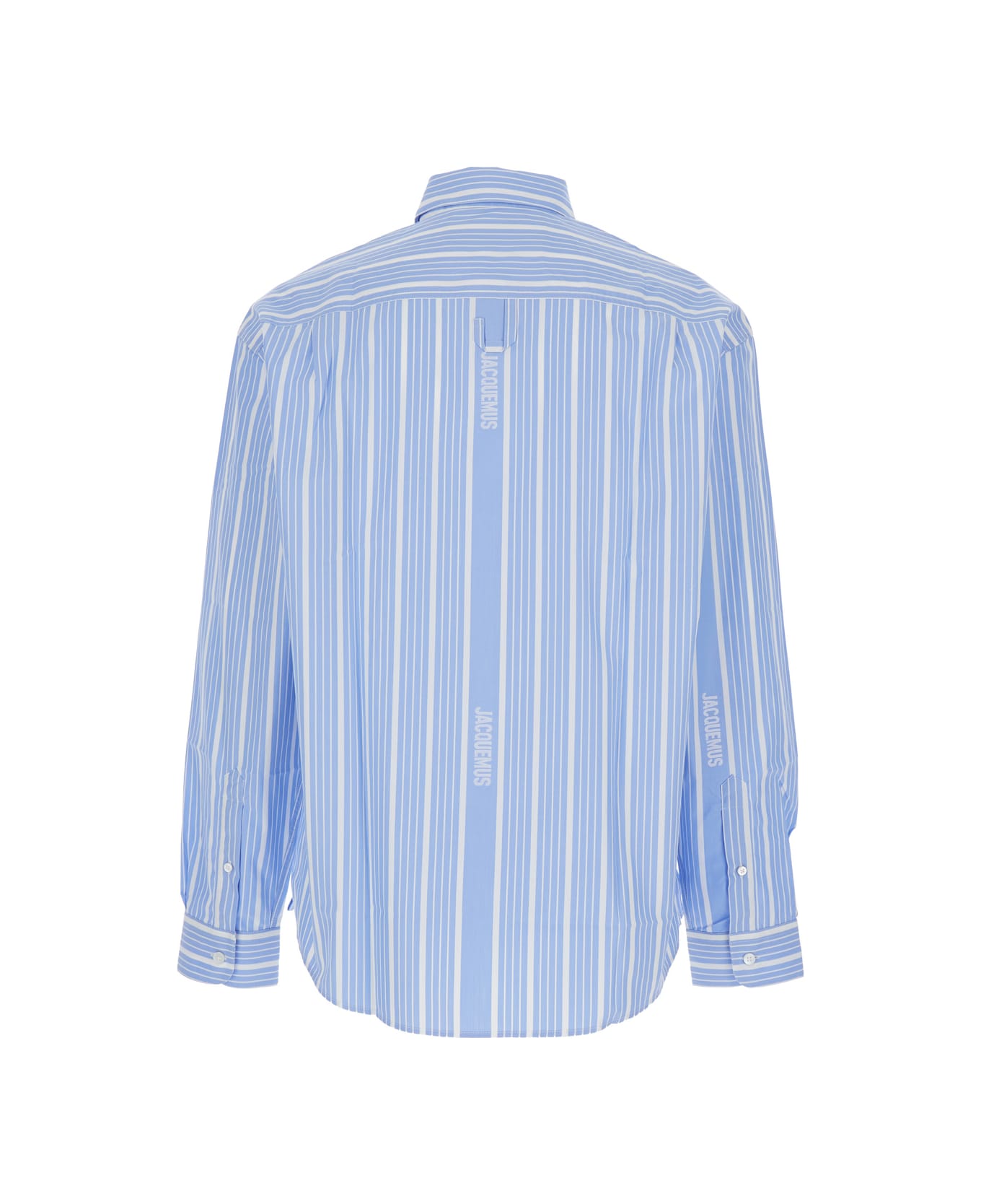 Jacquemus 
simon
 Light Blue Shirt With All-over Stripe Motif And Logo Lettering In Cotton Man - Light blue