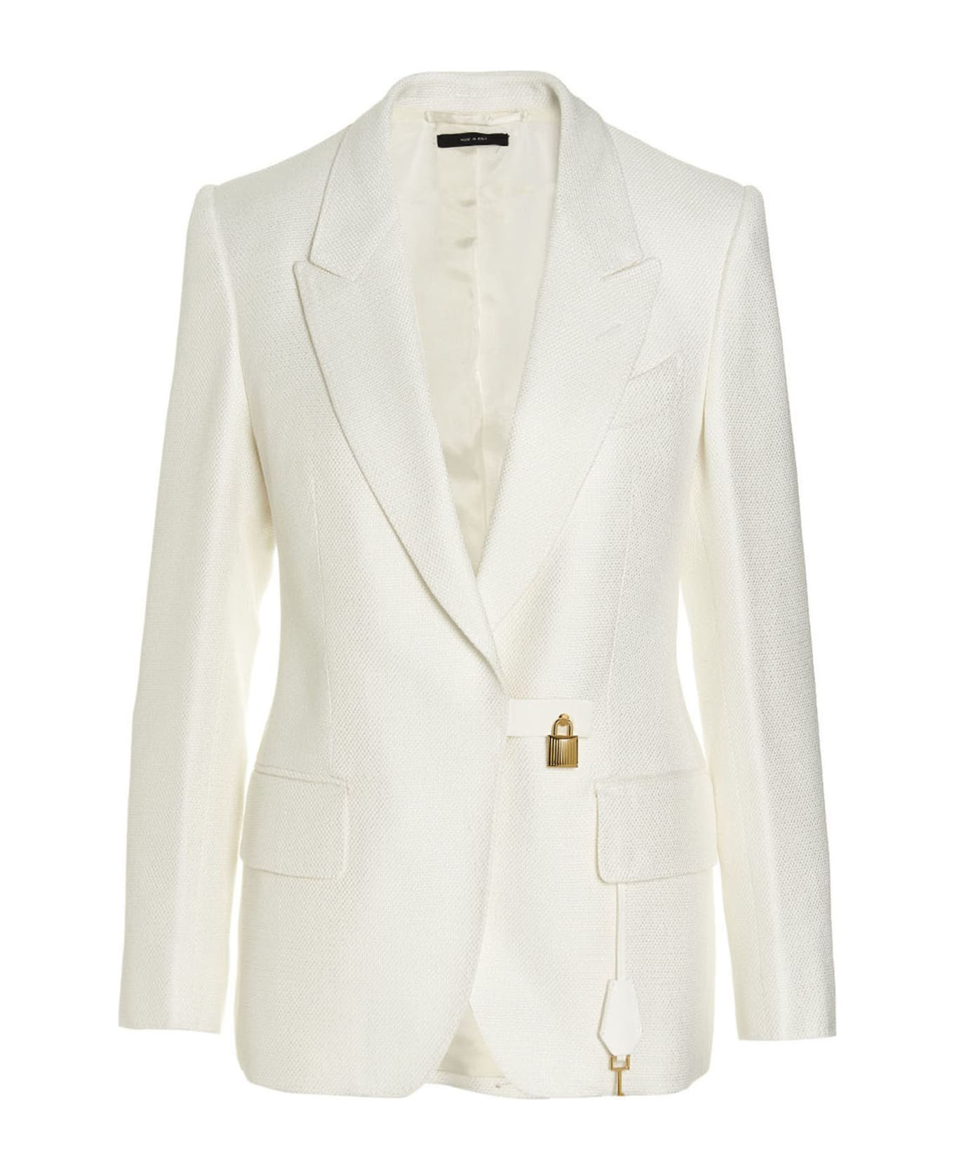 Tom Ford Padlock Detail Blazer Jacket - White