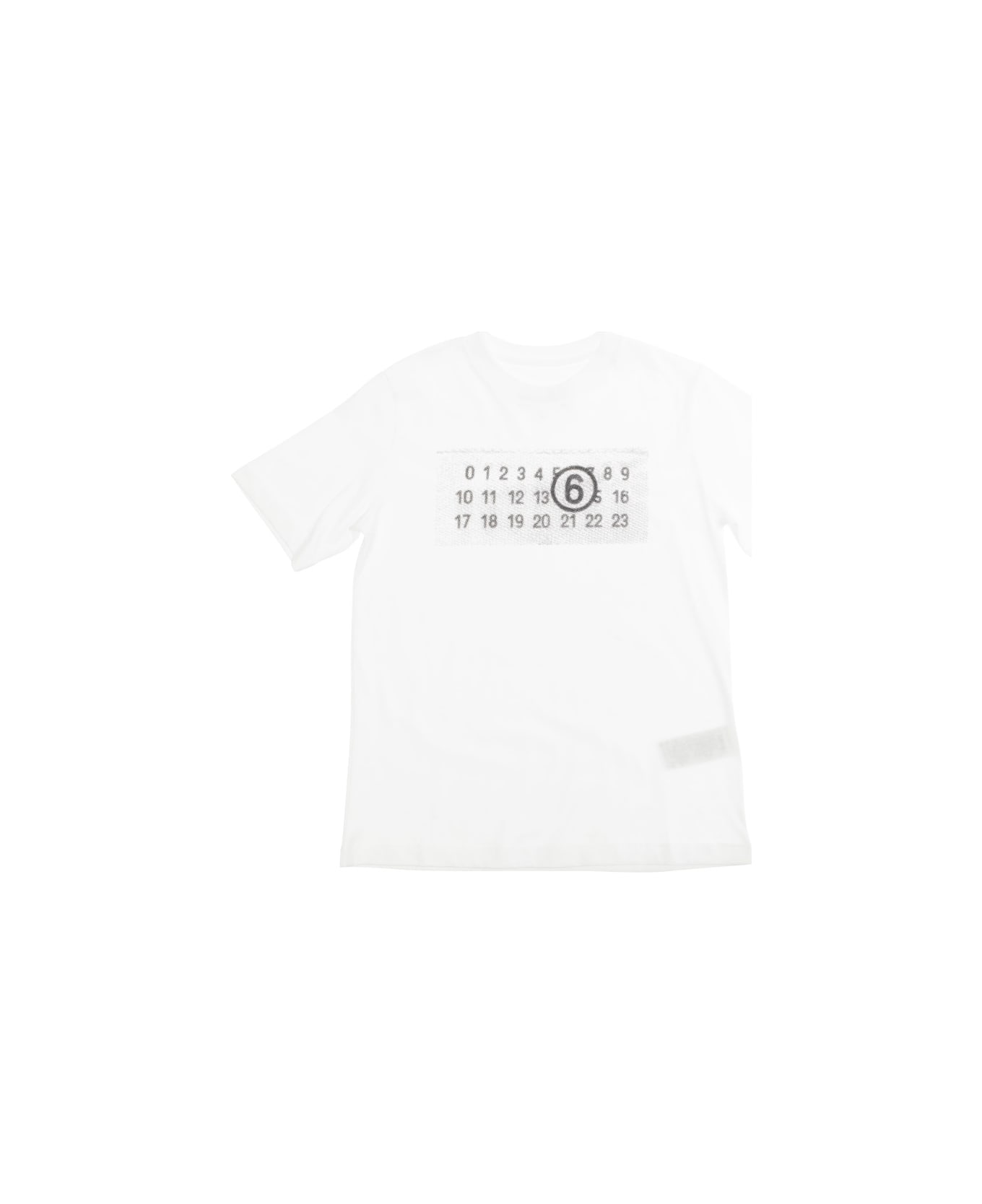 MM6 Maison Margiela White Crewneck T-shirt With Front Logo Print In Cotton Boy - White