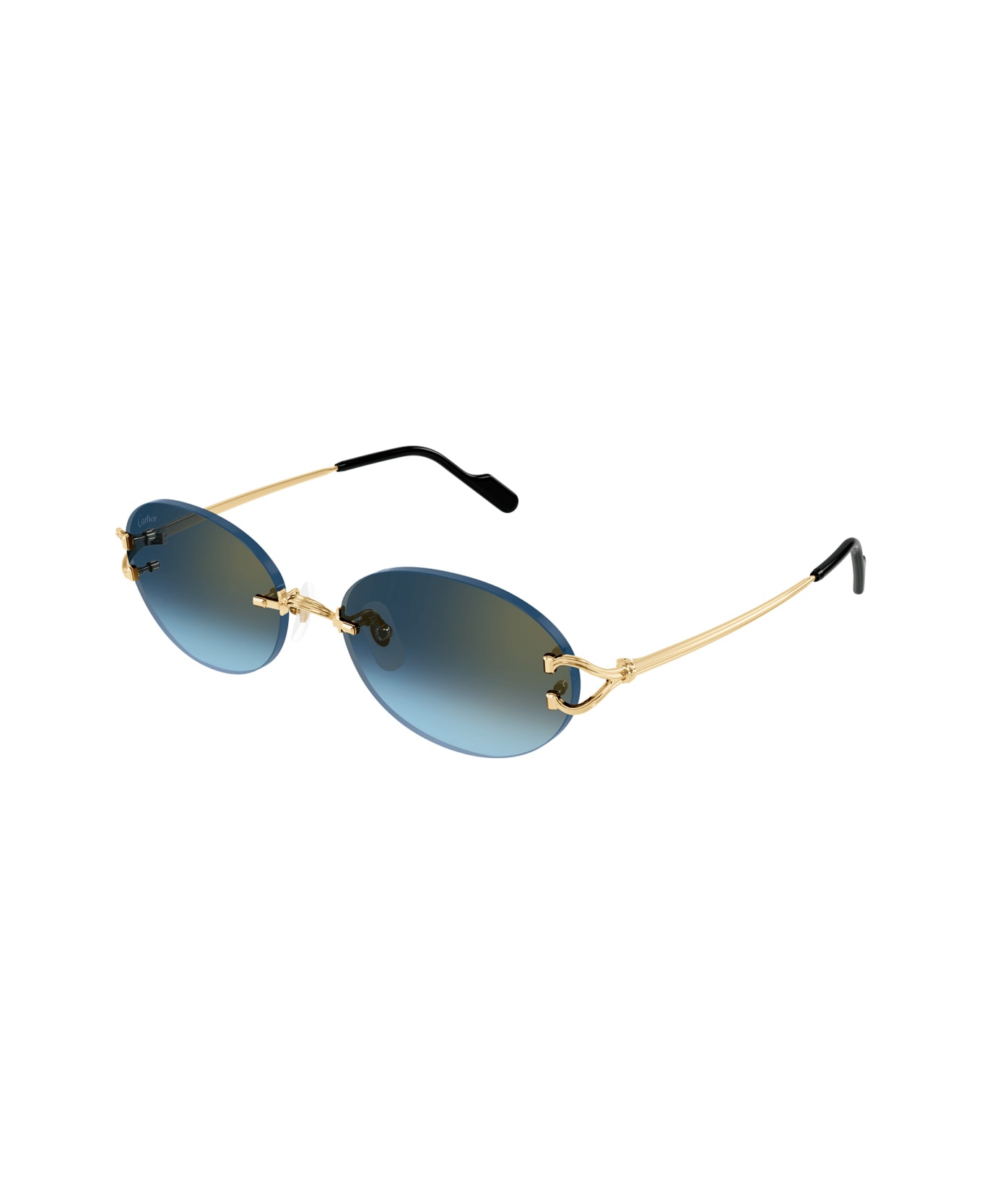 Cartier Eyewear Cartier Ct0551s Décor C Classique 002 Gold Blue Sunglasses - Oro