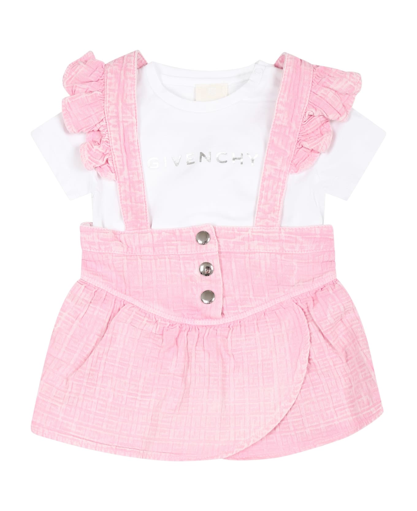 Givenchy Pink Suit For Baby Girl With Logo - Pink