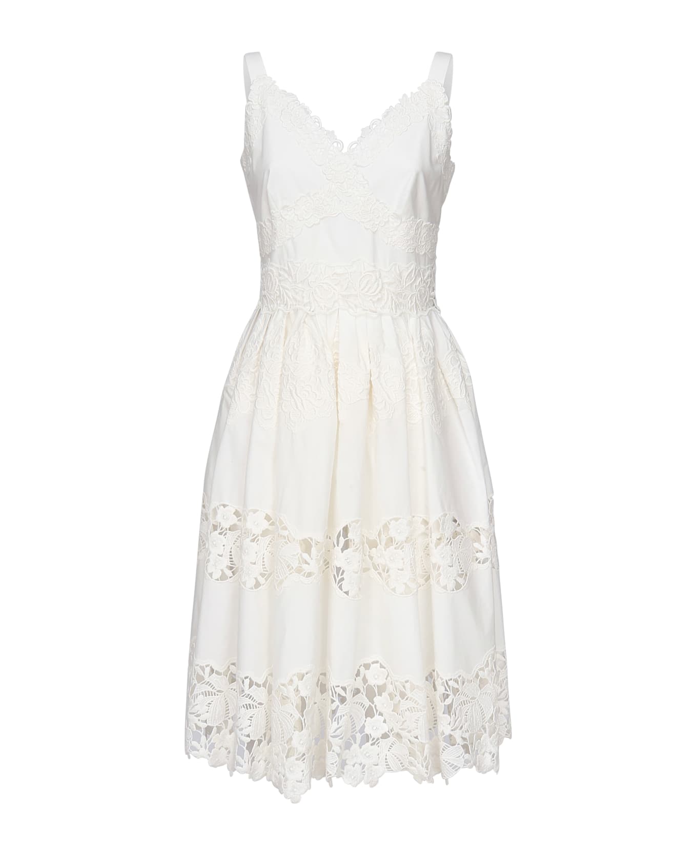 Dolce 
Gabbana Cotton Midi Dress With Embroidery - White