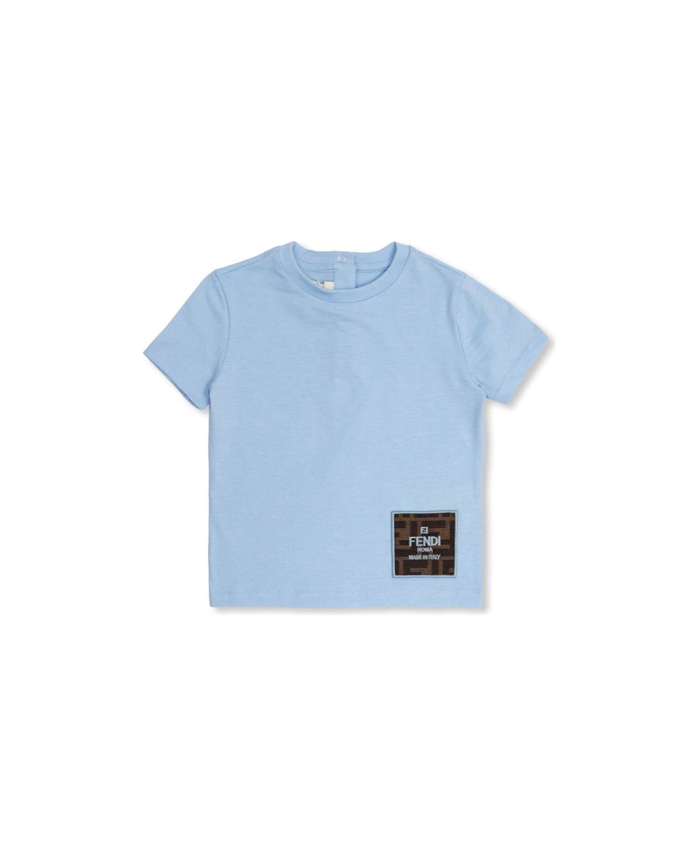 Fendi Logo Patch Crewneck T-shirt - Azzurro Tシャツ＆ポロシャツ