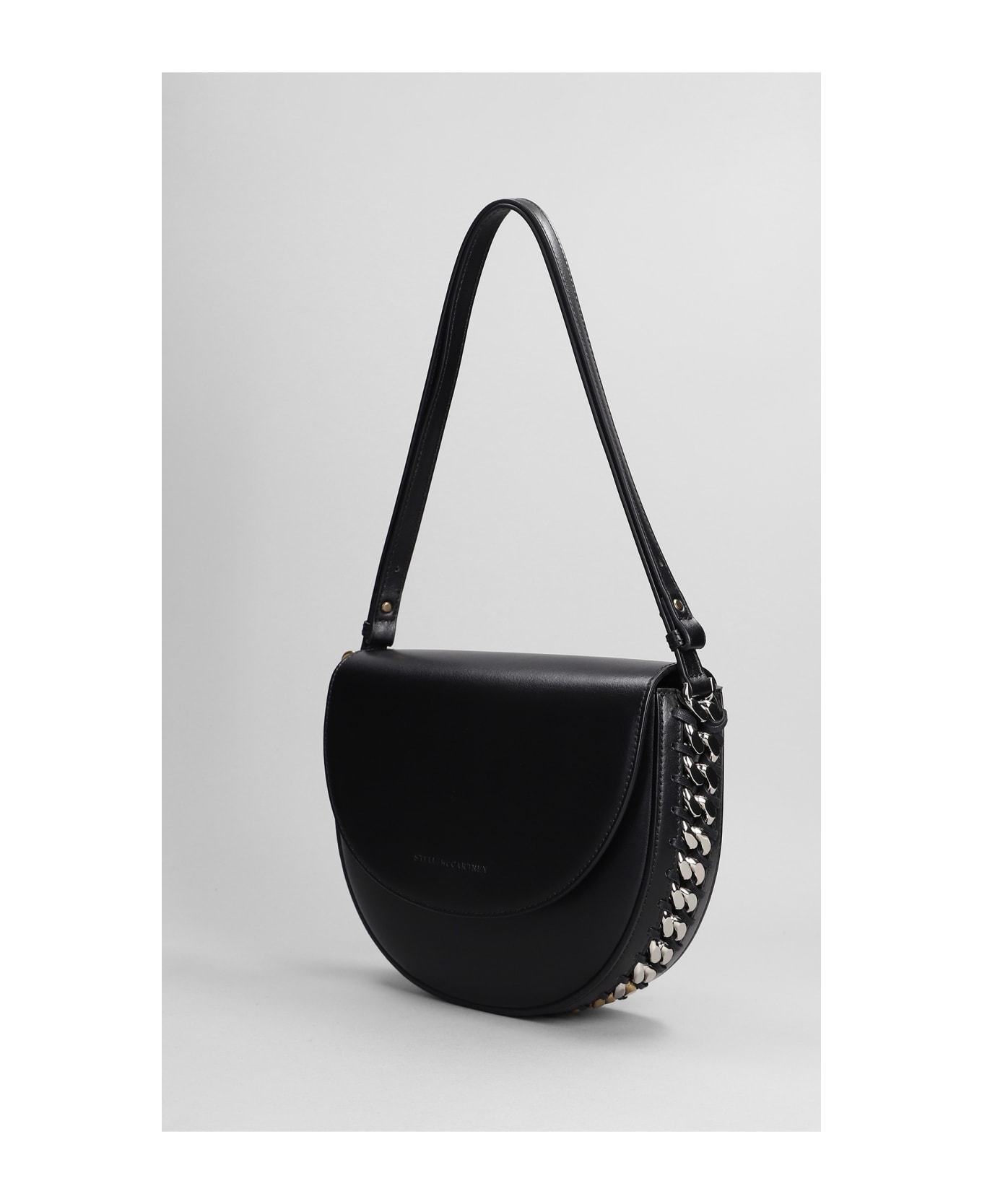 Stella McCartney Medium Flap Shoulder Bag In Black Polyamide - black