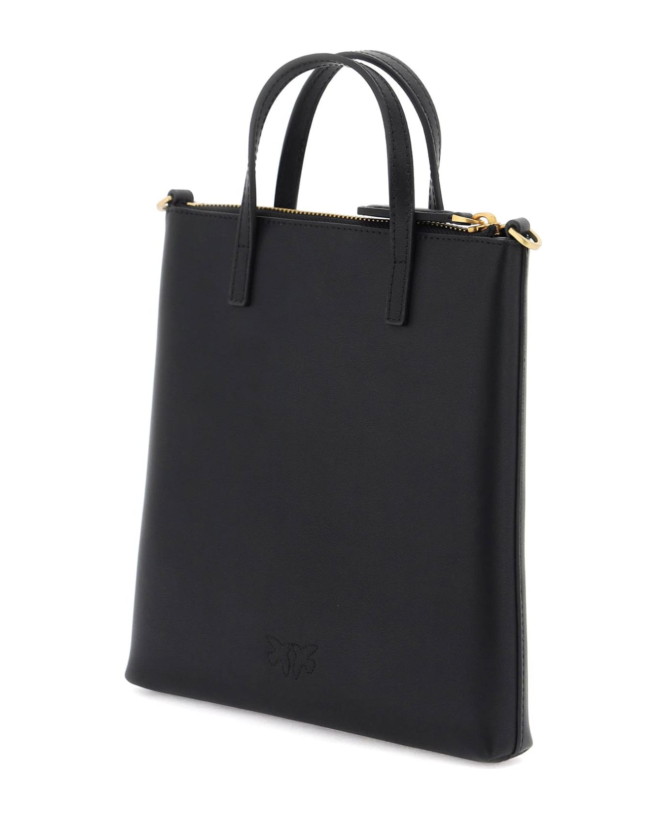 Pinko Leather Mini Tote Bag - NERO ANTIQUE GOLD (Black)