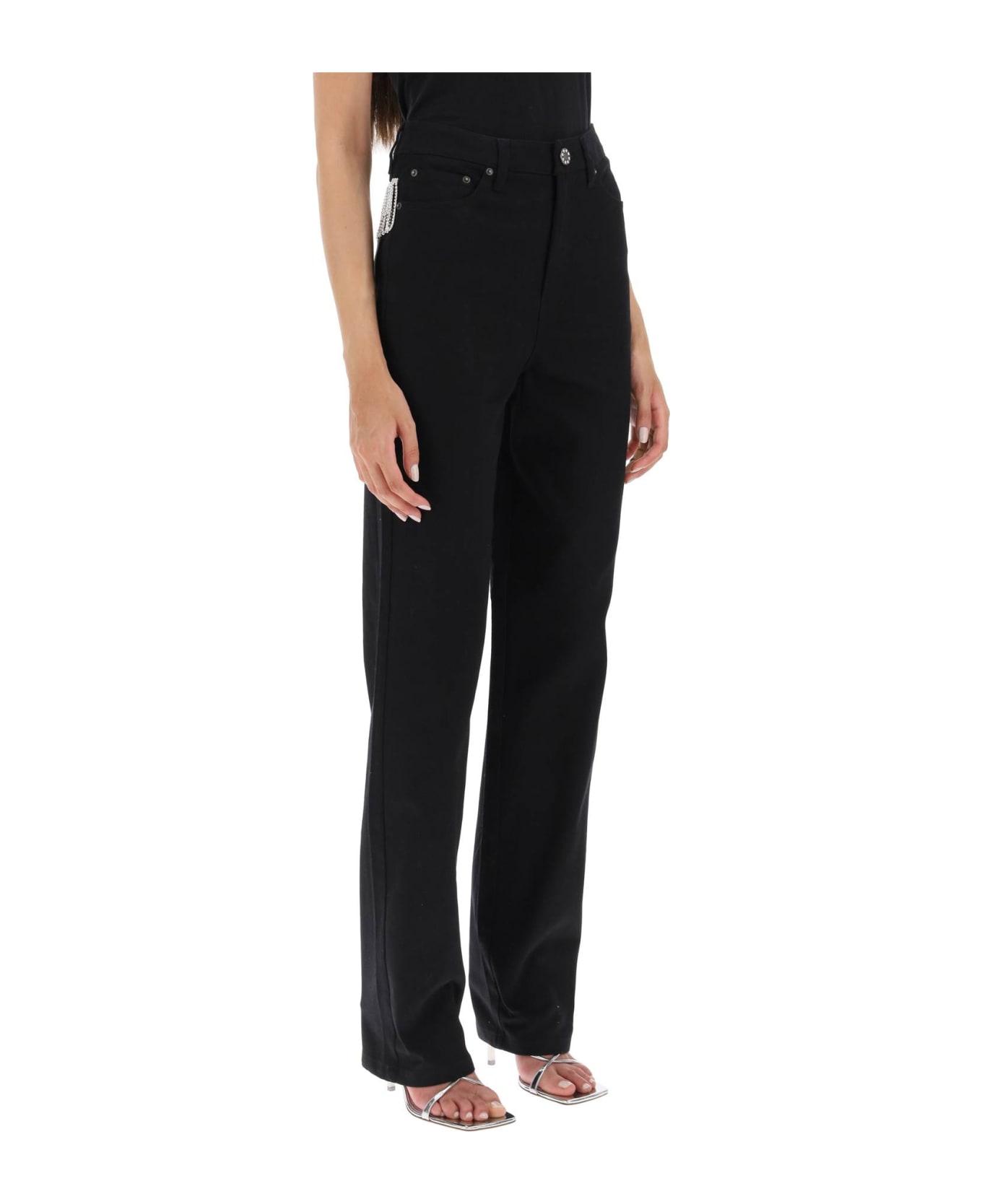 Rotate by Birger Christensen Trousers With Rhinestones - BLACK