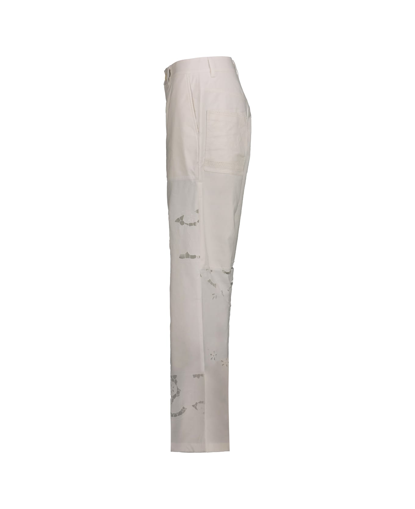 Marine Serre Wide Leg Pant In Regenerated Household Linen - Off White