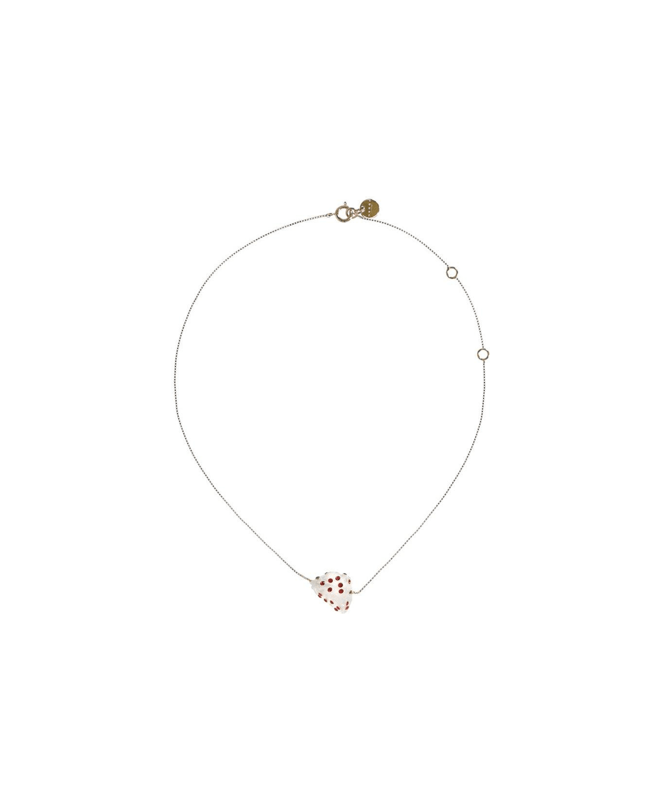 Marni Charm Detailed Pendant Necklace - WHITE/RED