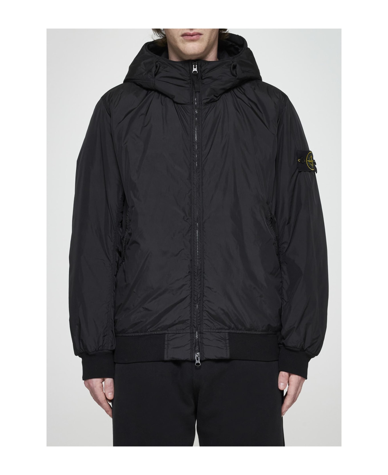 Stone Island Hooded Nylon Down Jacket - Black