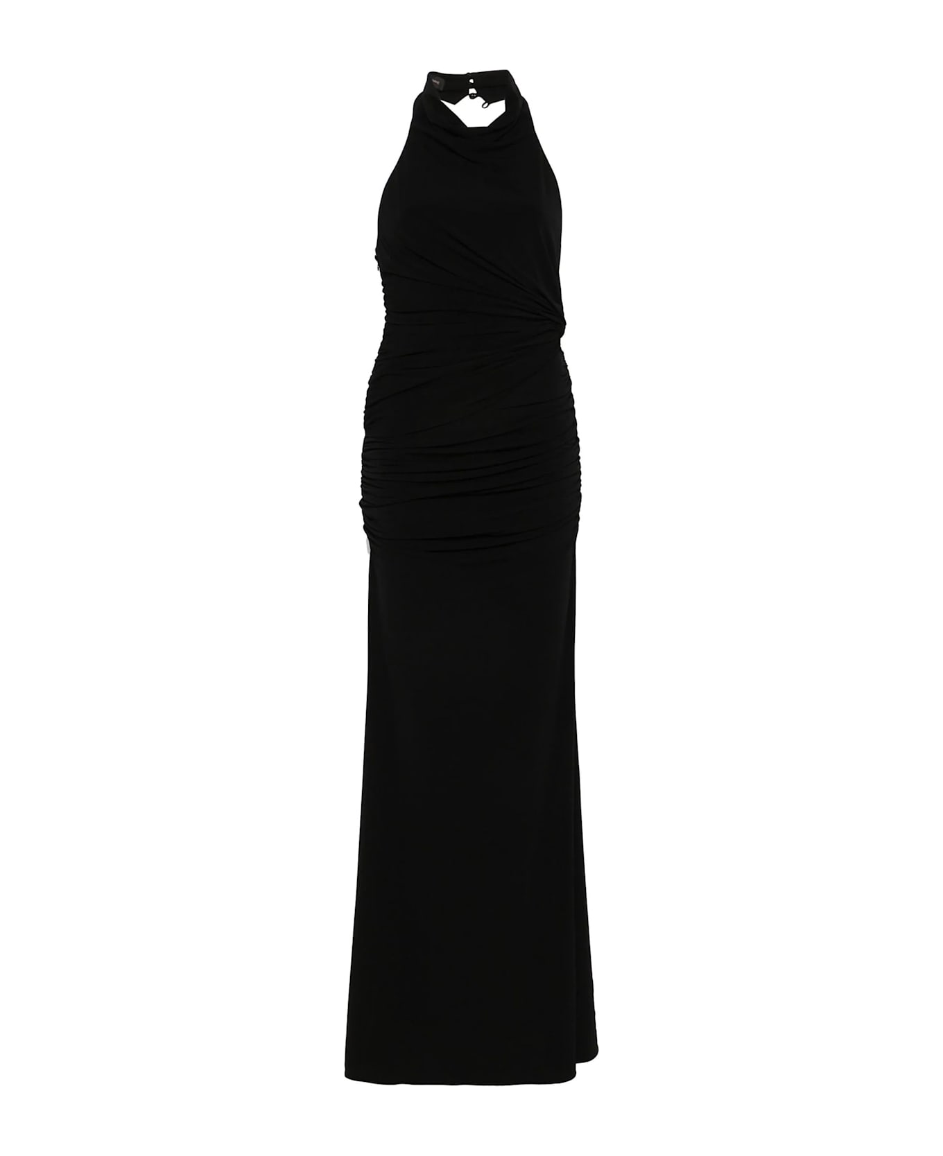 The Andamane Black Ruched Maxi Dress - Black