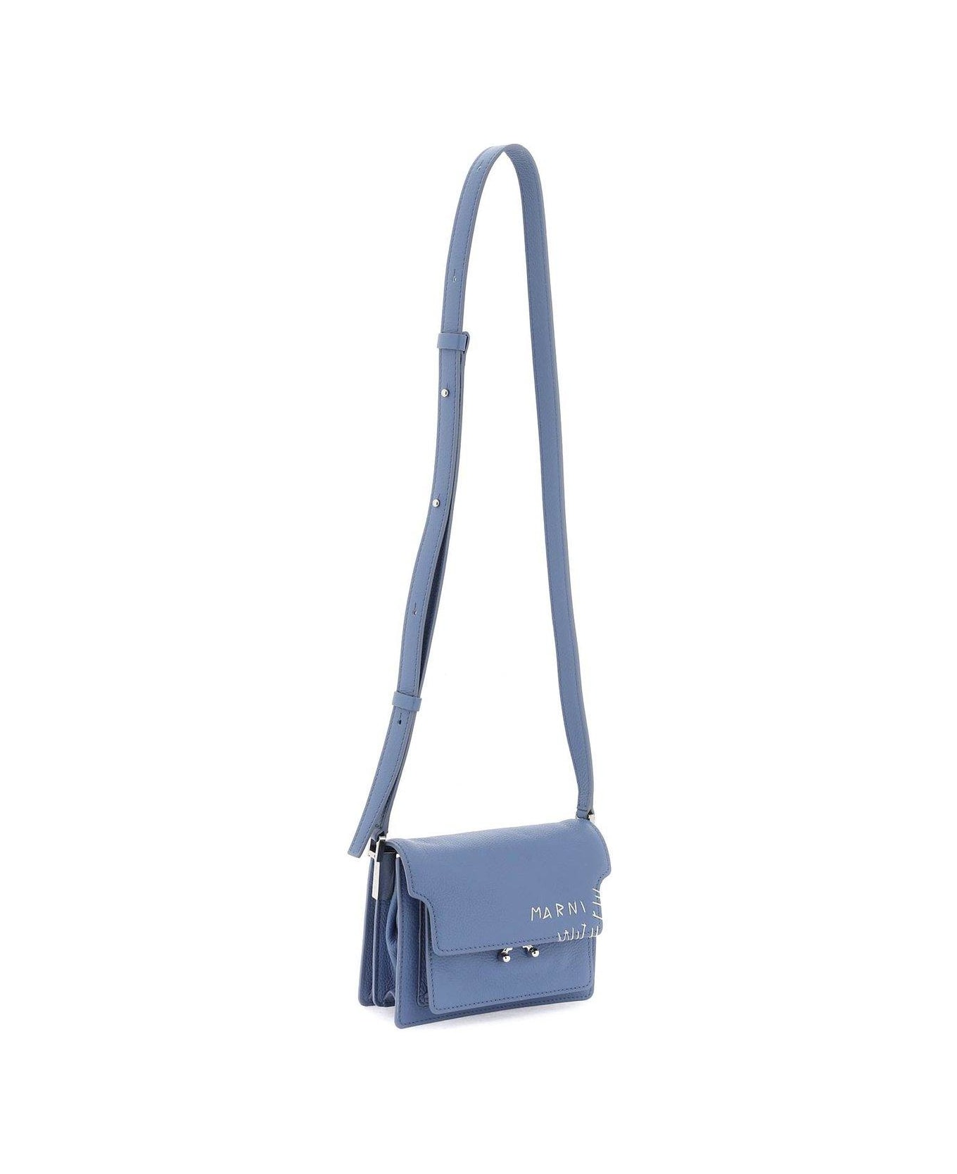 Marni Mini Trunk Logo Embroidered Shoulder Bag - Gnawed Blue