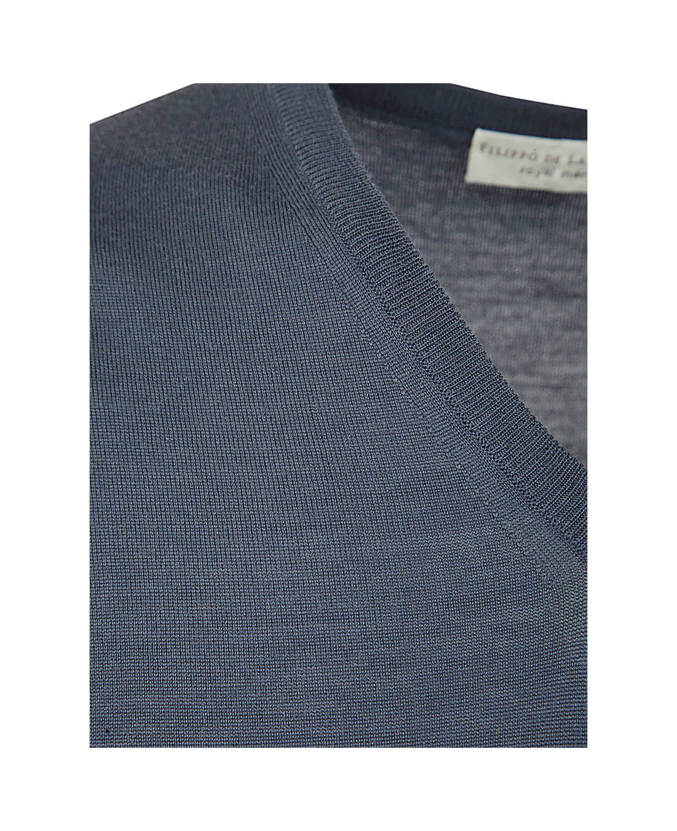 Filippo De Laurentiis Royal Merino Long Sleeves V Neck Sweater - Blue