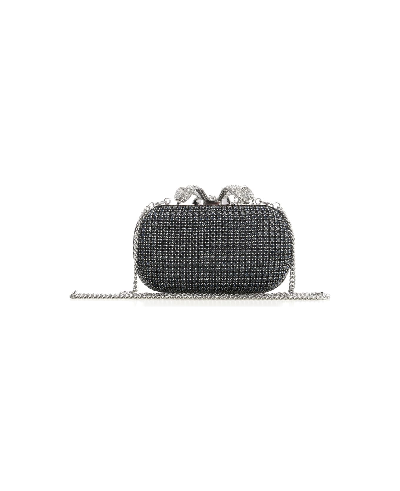 self-portrait Navy Chainmail Clutch - Blue
