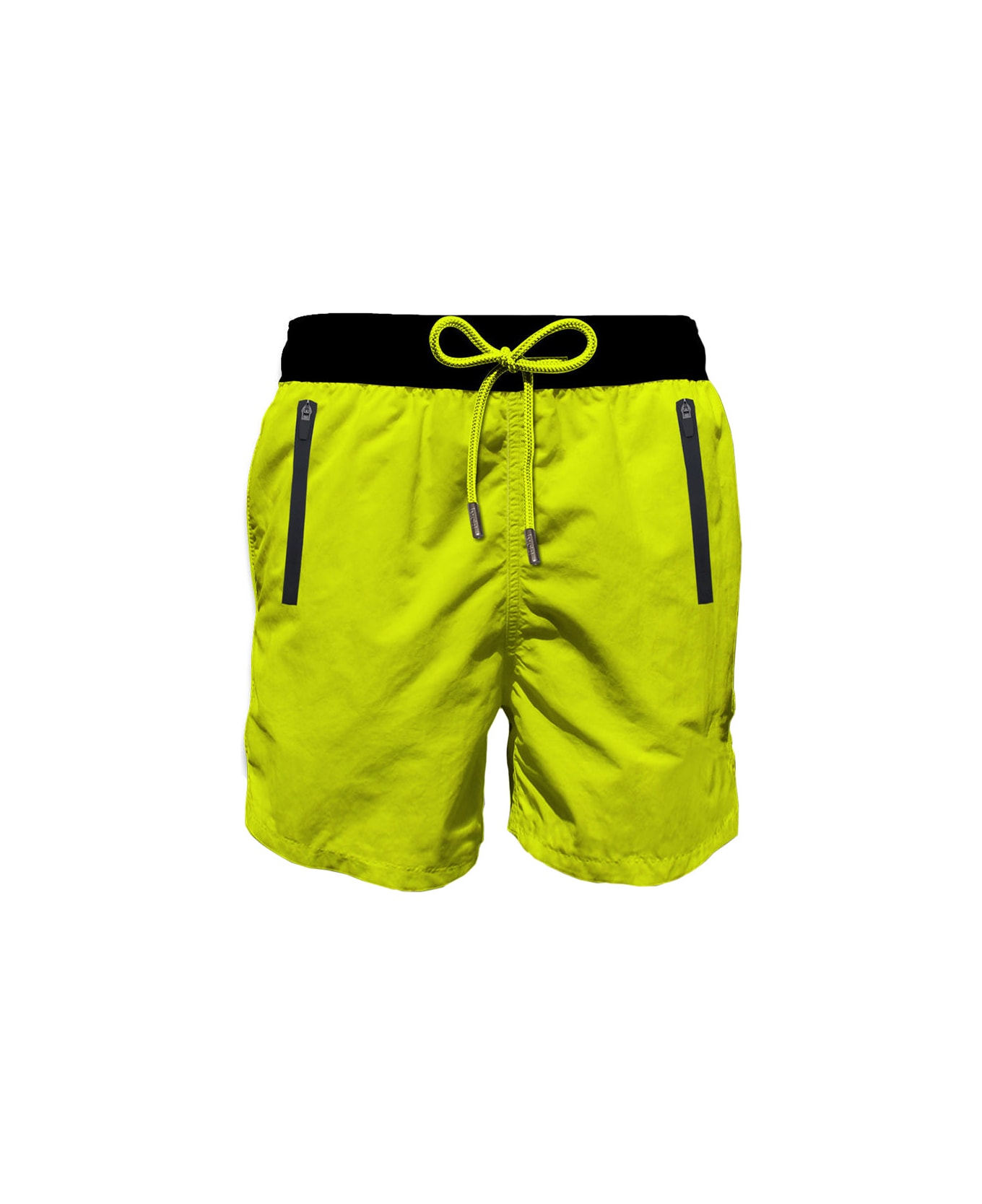 MC2 Saint Barth Fluo Yellow Light Fabric Zipped Swim Shorts - YELLOW