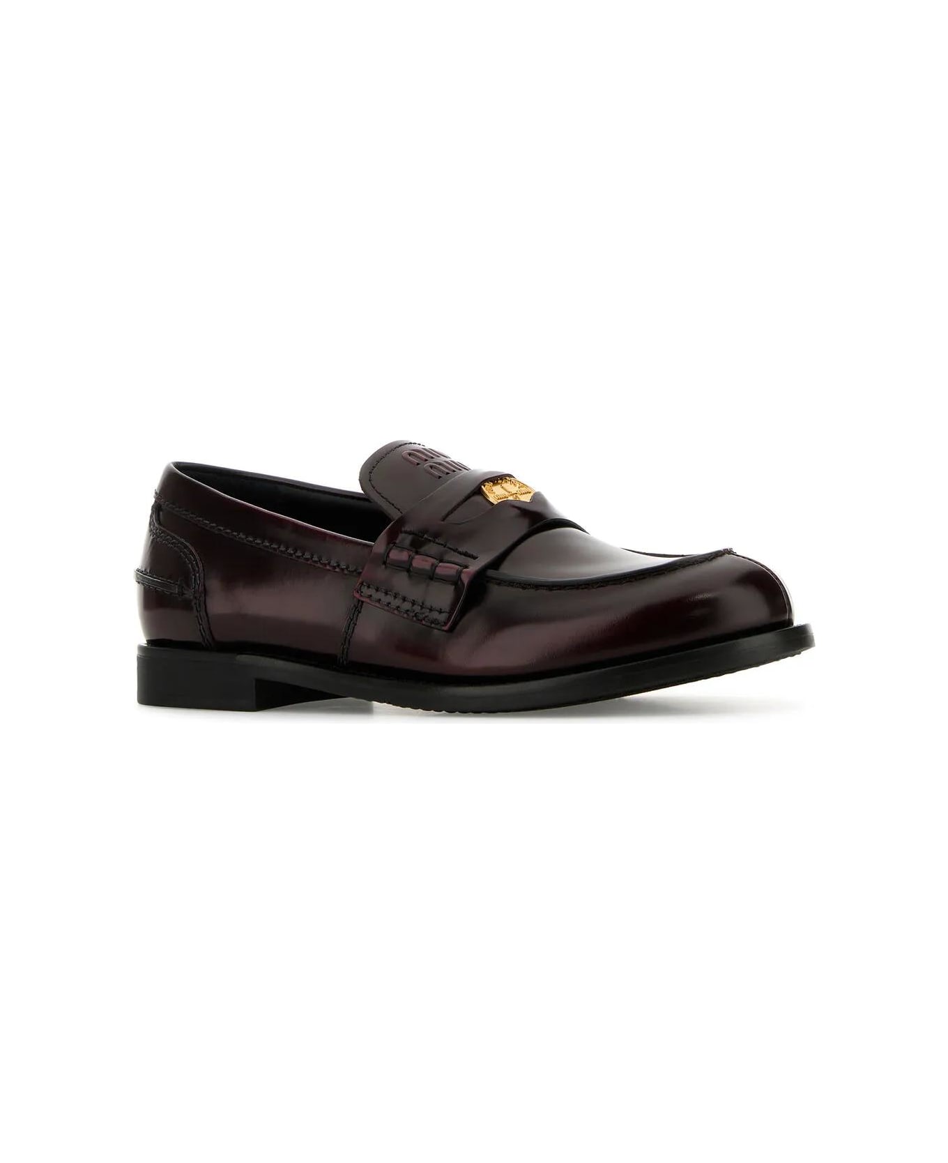 Miu Miu Tyrian Purple Leather Loafers - Porpora