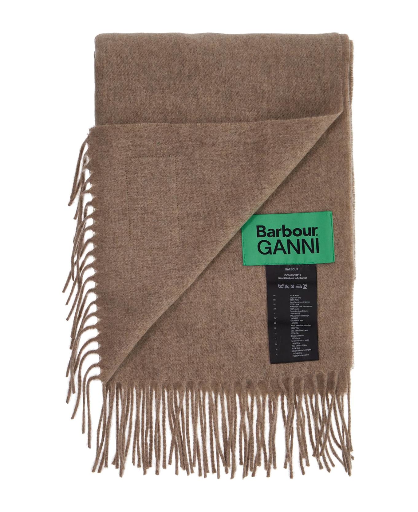 Barbour 'wool Scarf With Patch Logo Design' - CAMEL (Beige)