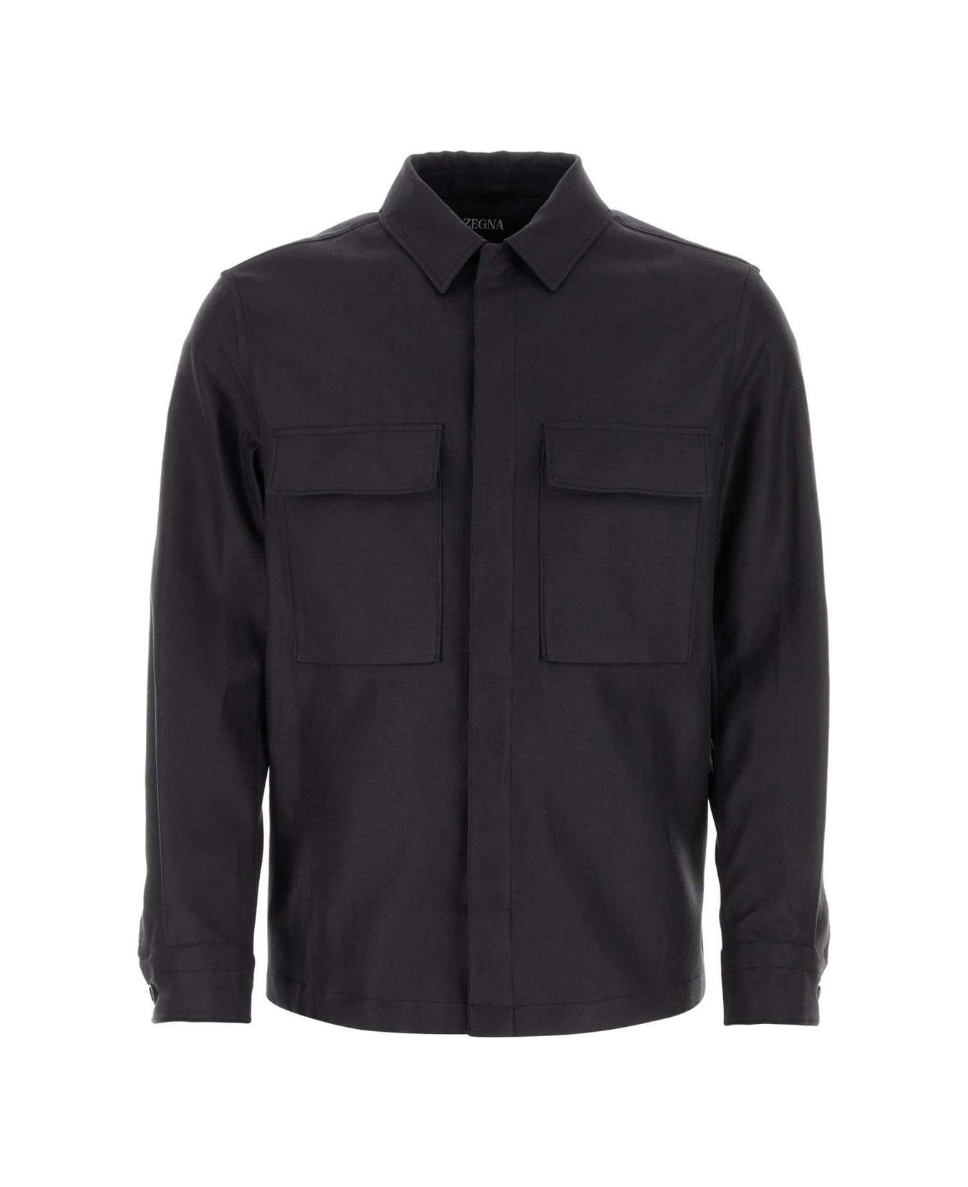 Zegna Concealed Fastened Overshirt - Blue