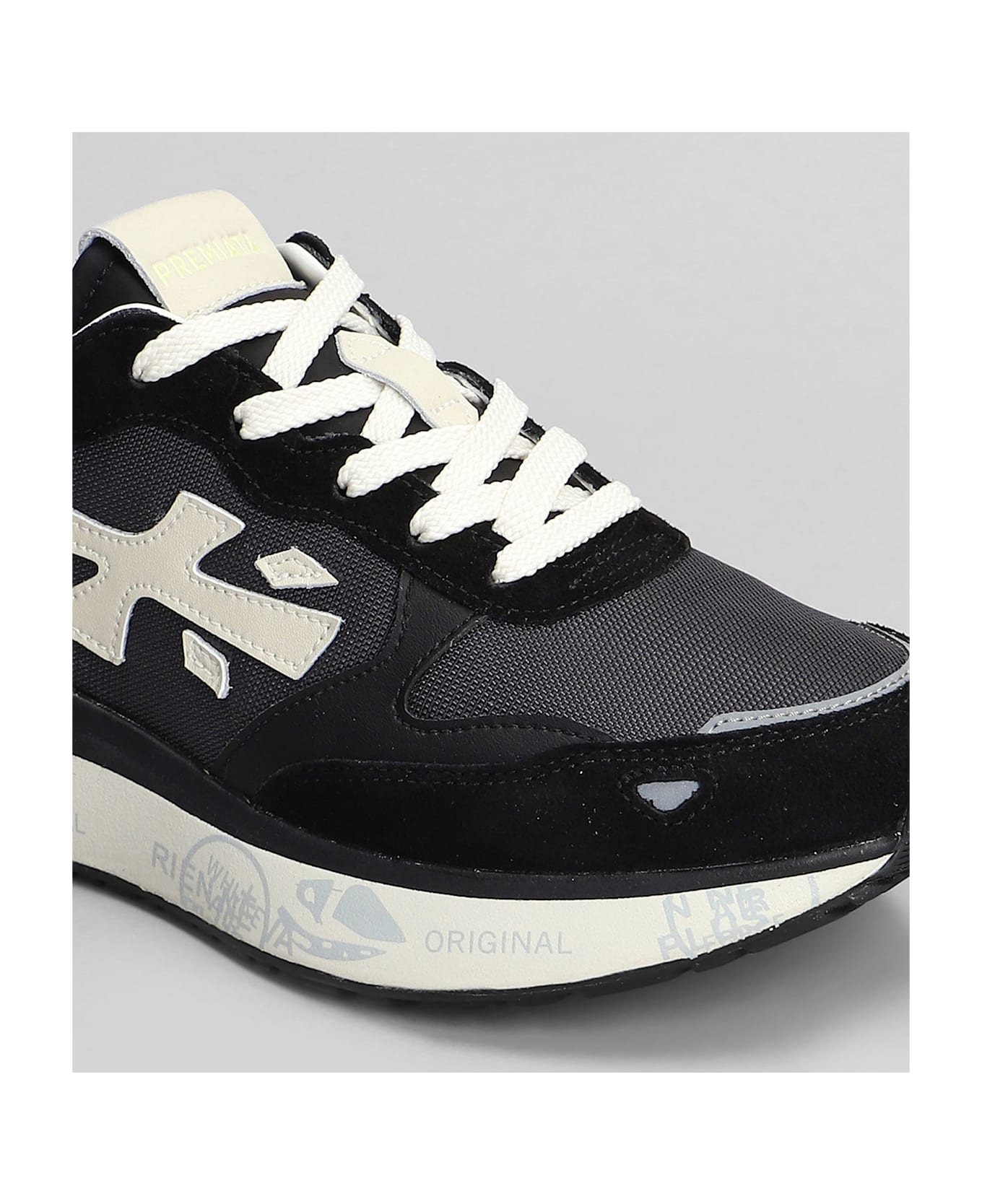 Premiata Lauryn Sneakers In Black Suede And Fabric - black
