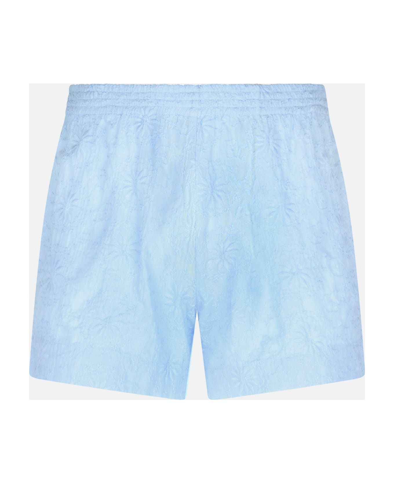 MC2 Saint Barth Woman Sangallo Cotton Pull Up Shorts Meave - SKY