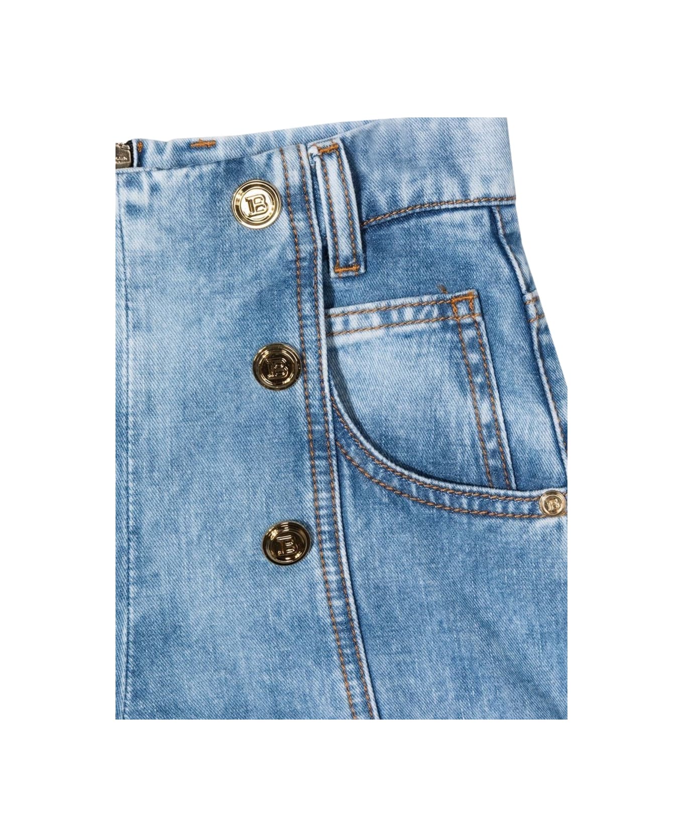 Balmain Short Shorts With Gold Buttons - AZURE ボトムス