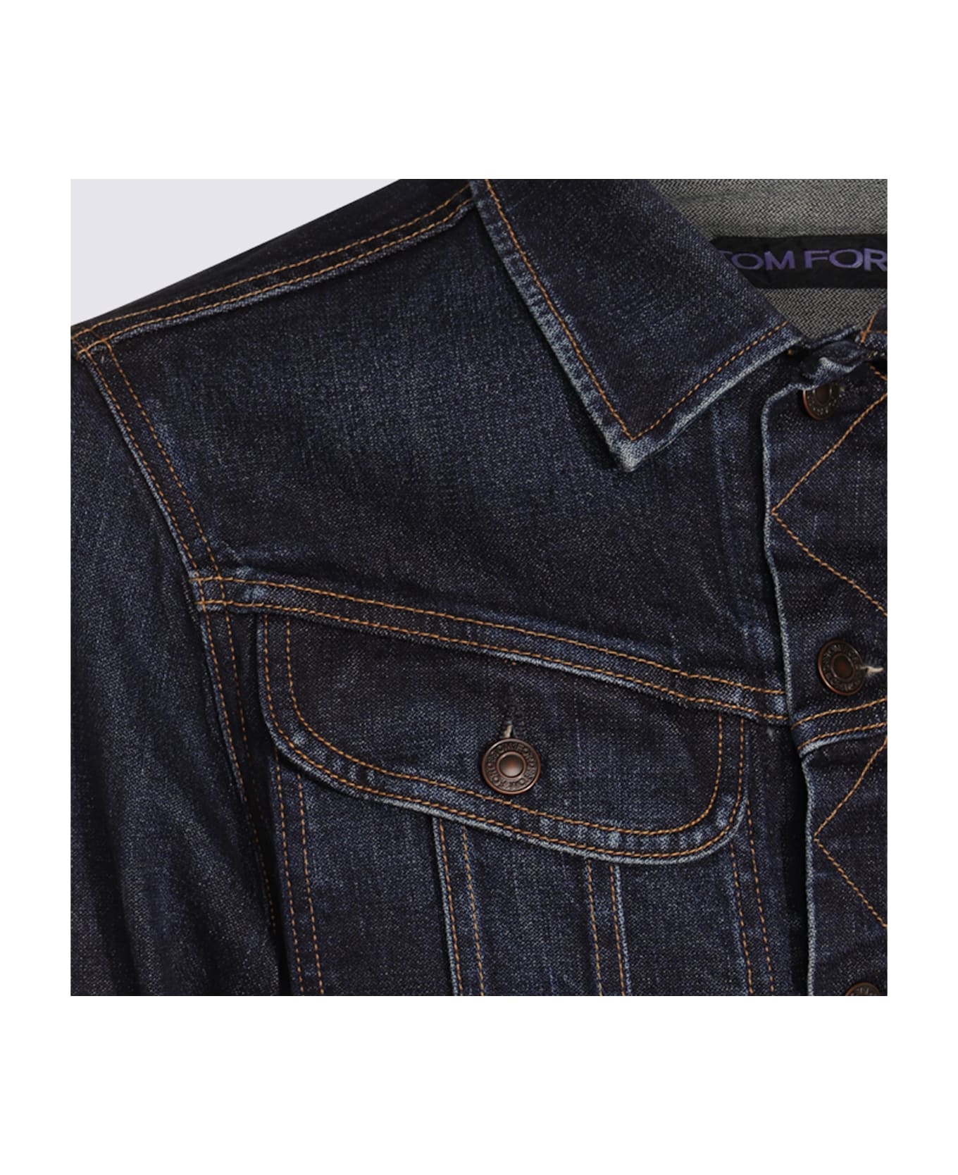 Tom Ford Dark Blue Cotton Denim Jacket - DEEP INDIGO