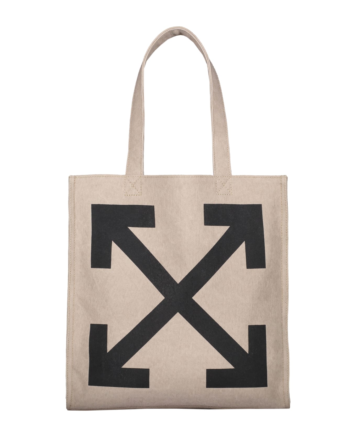 Off-White Logo Detail Tote Bag - Beige