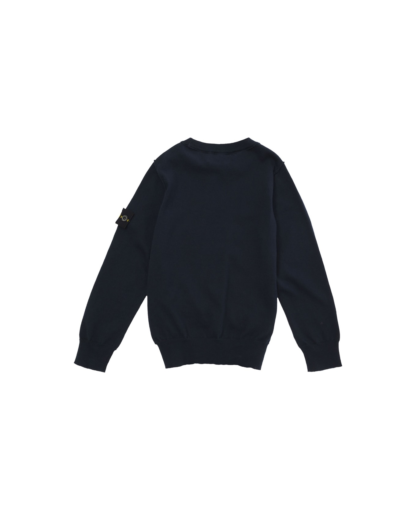 Stone Island Junior Blue Crewneck Sweatshirt With Logo Patch In Cotton Boy - Blu ニットウェア＆スウェットシャツ