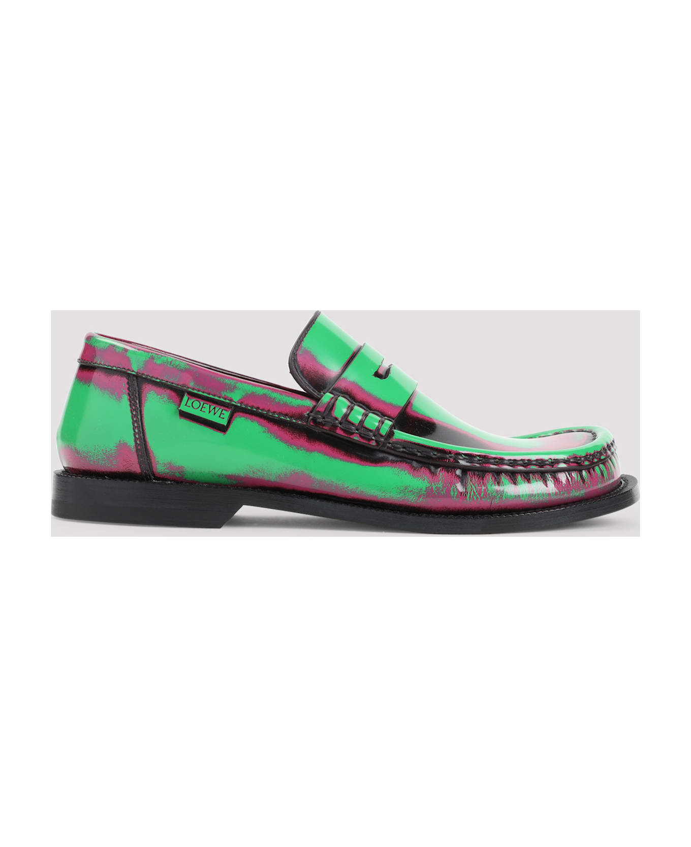 Loewe Campo Brushed Loafers - Green Pink Burgundy