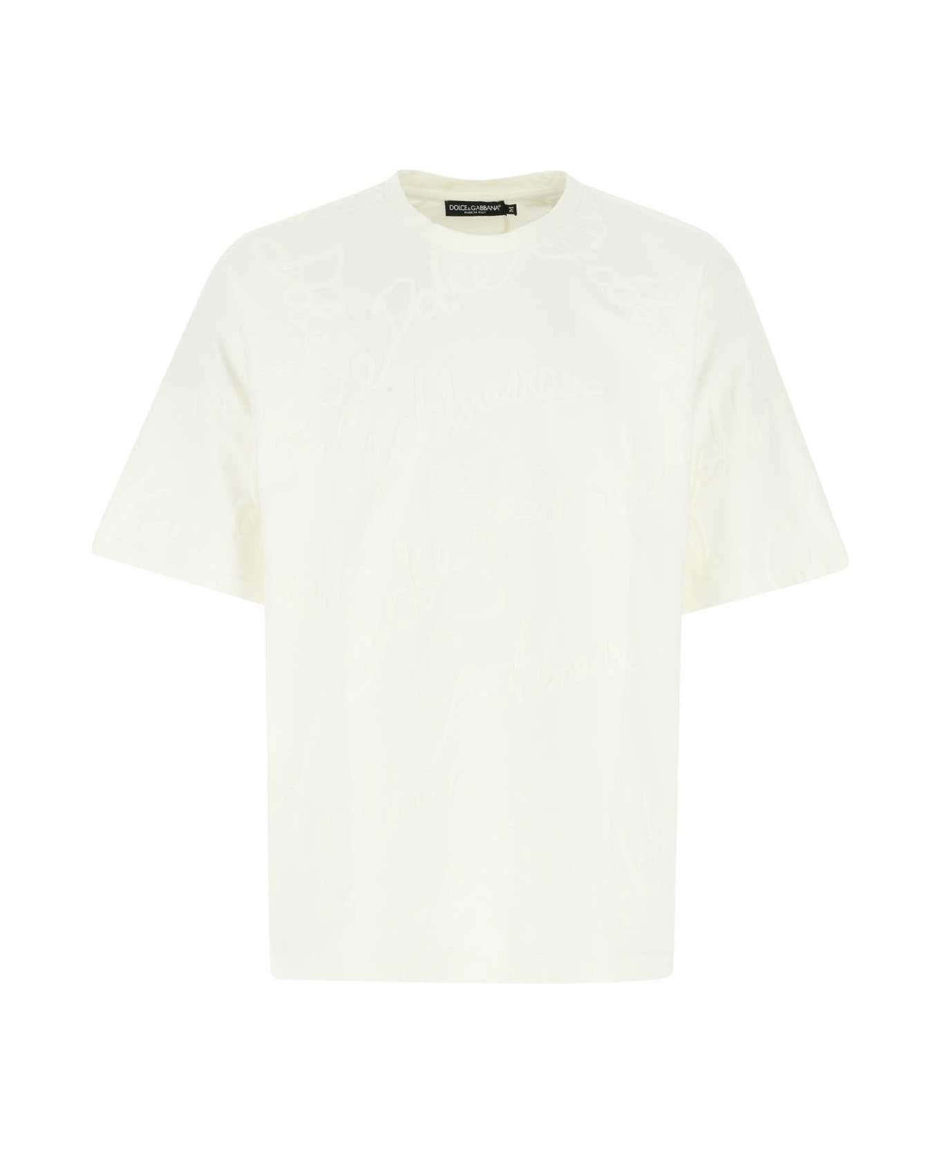 Dolce & Gabbana White Cotton T-shirt - LOGOBCOF.BCONAT シャツ
