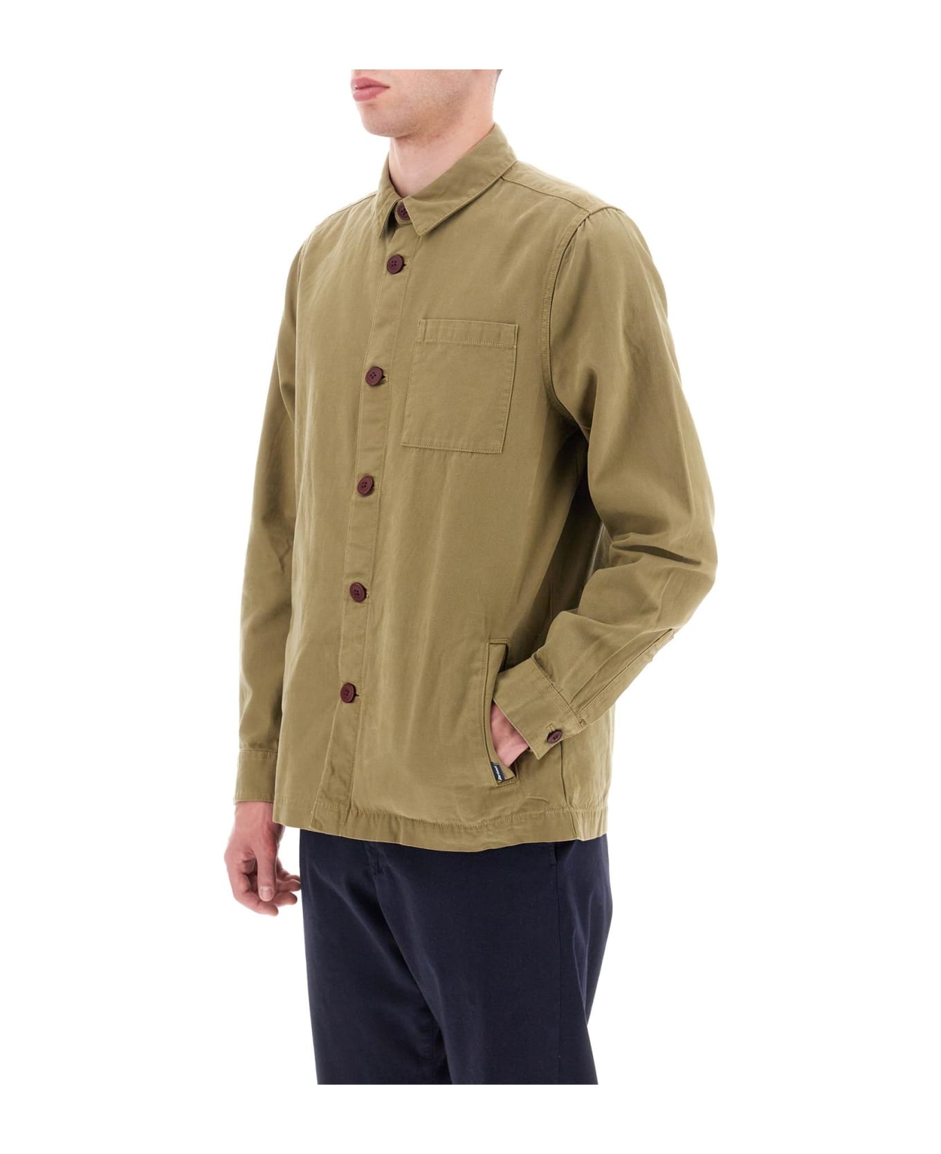 Barbour Green Cotton Shirt - BLEACHED OLIVE (Green)