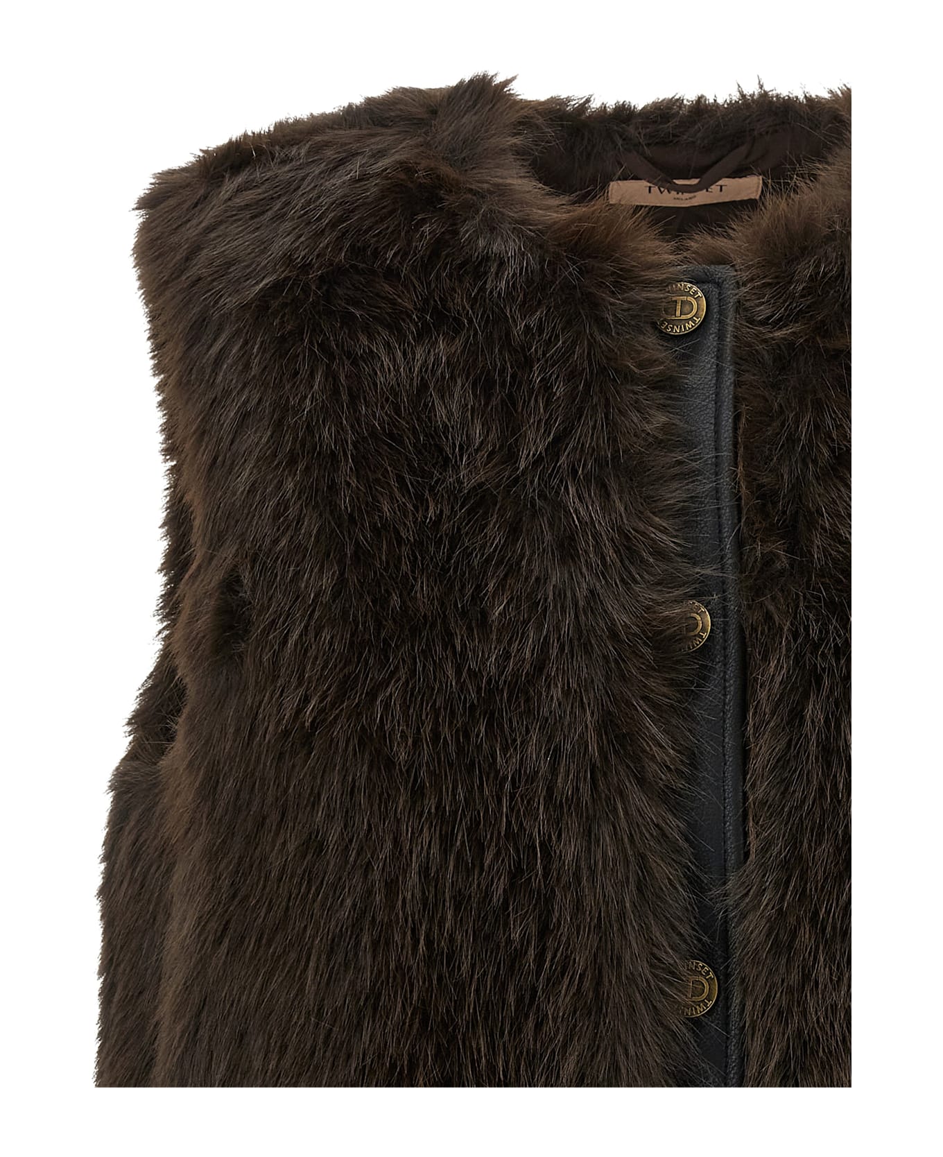 TwinSet Fur Vest - BROWN